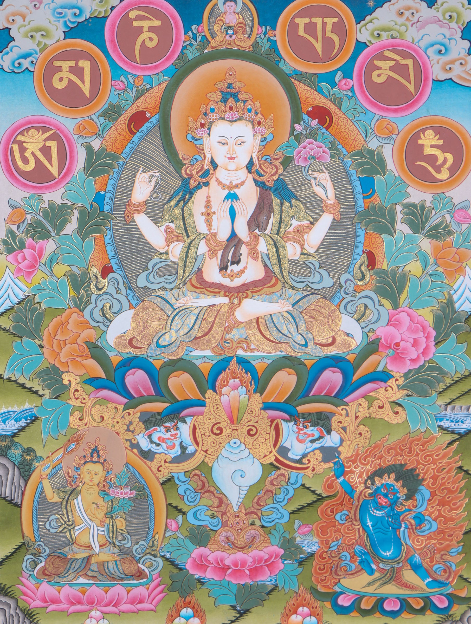 Chengresi Thangka Painting for prayer and devotion.