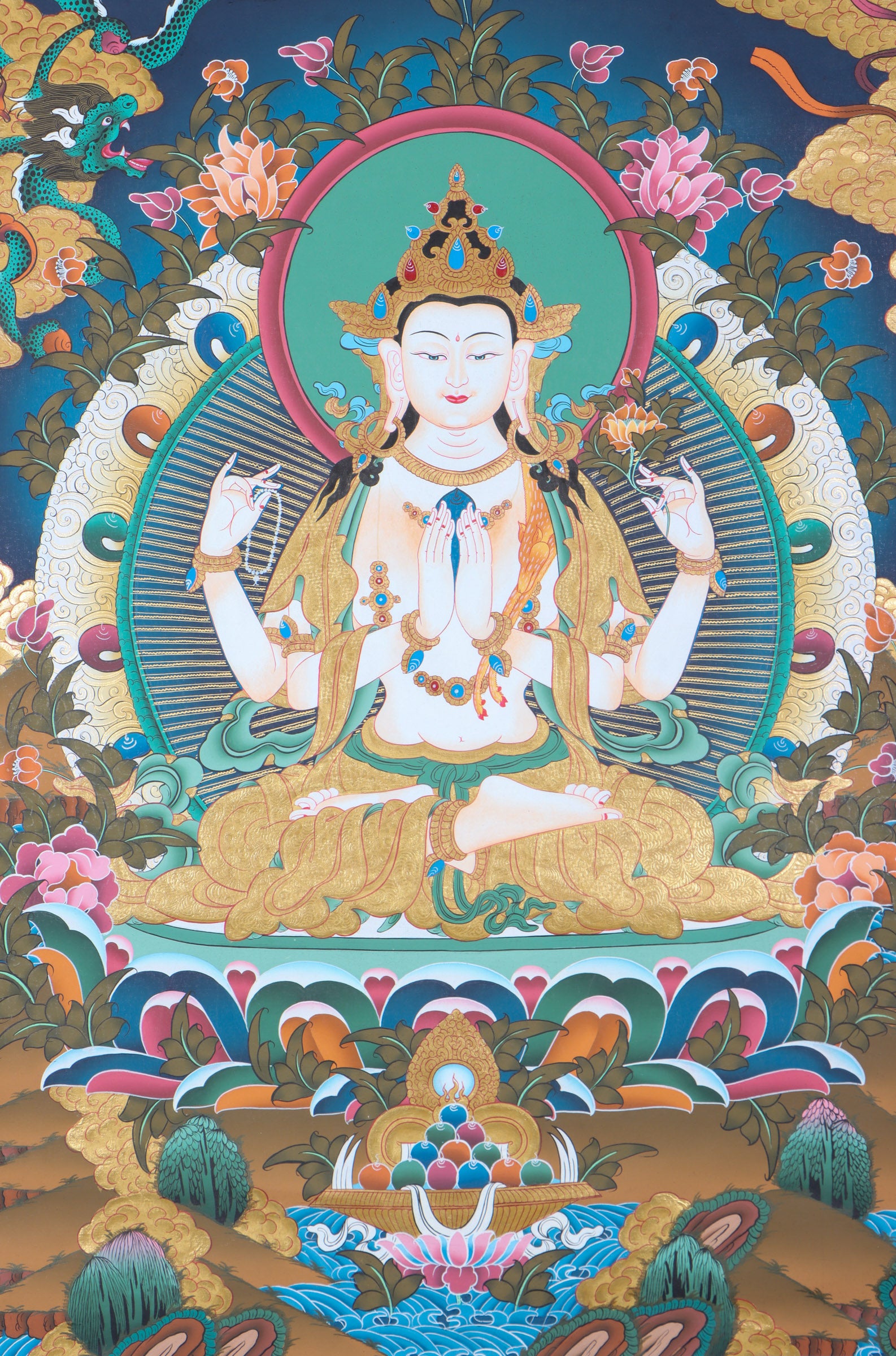 Chengresi thangka for wall hanging decor.