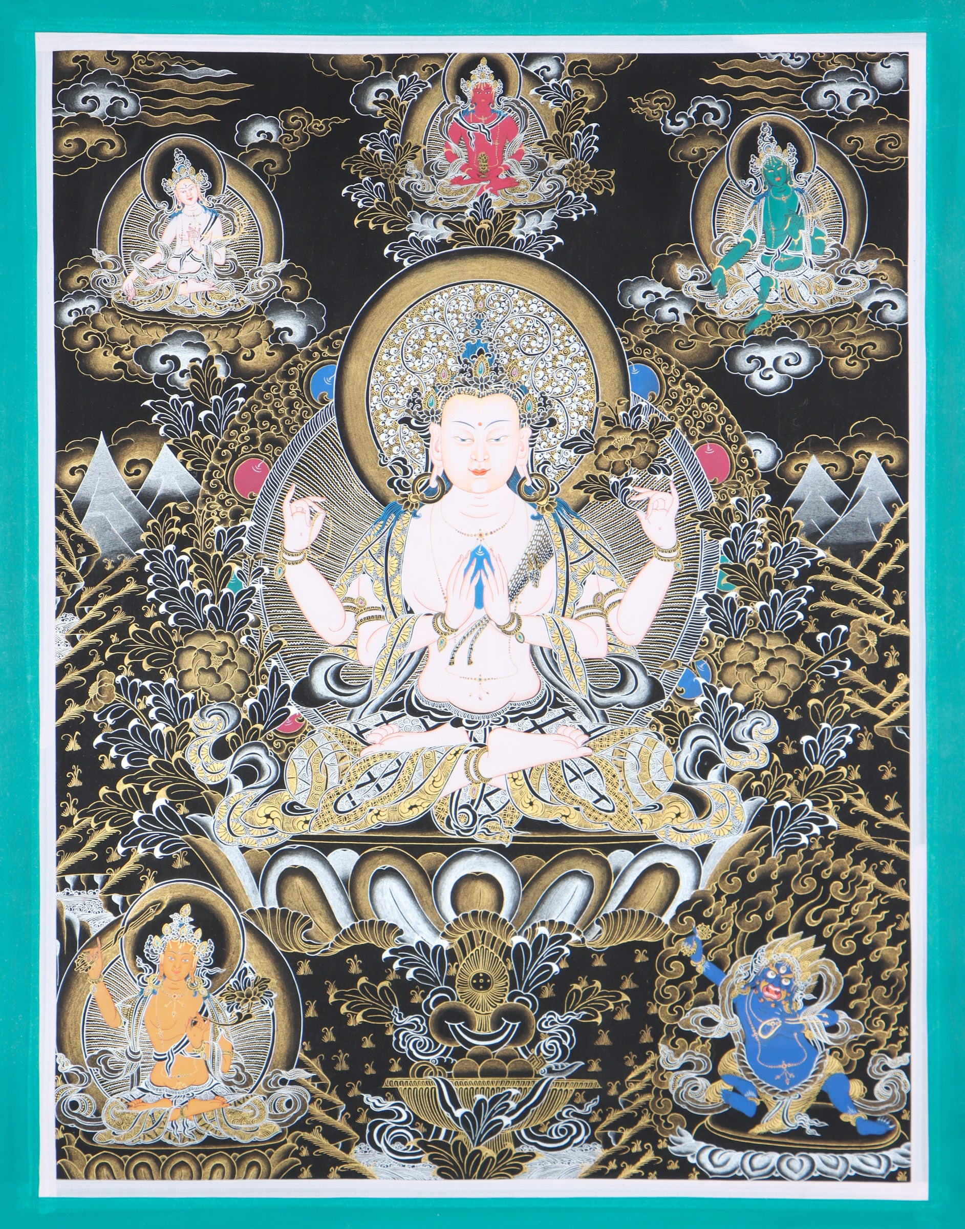 Chengresi Thangka Painting for wall hanging decor.