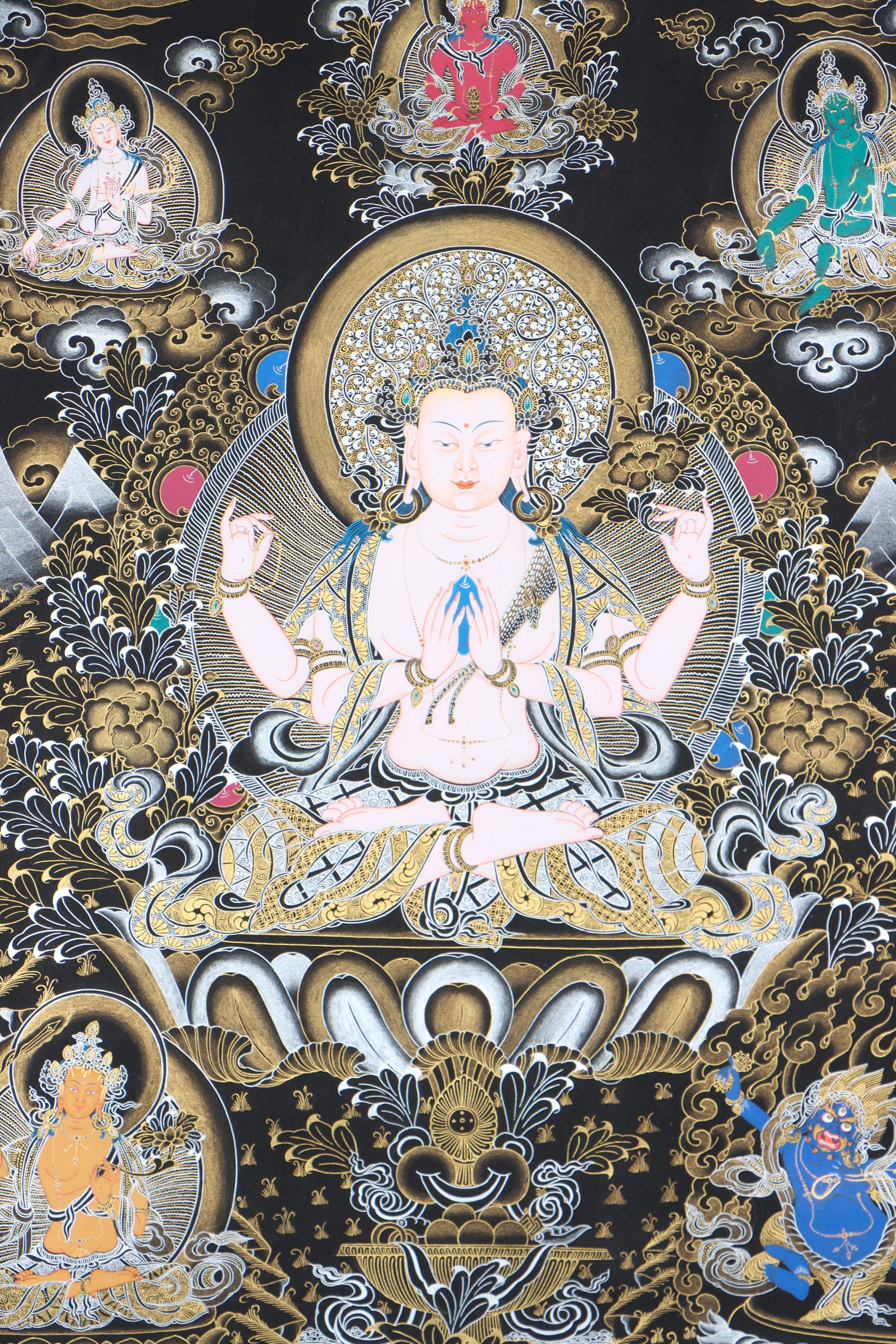 Chengresi Thangka Painting for wall hanging decor.