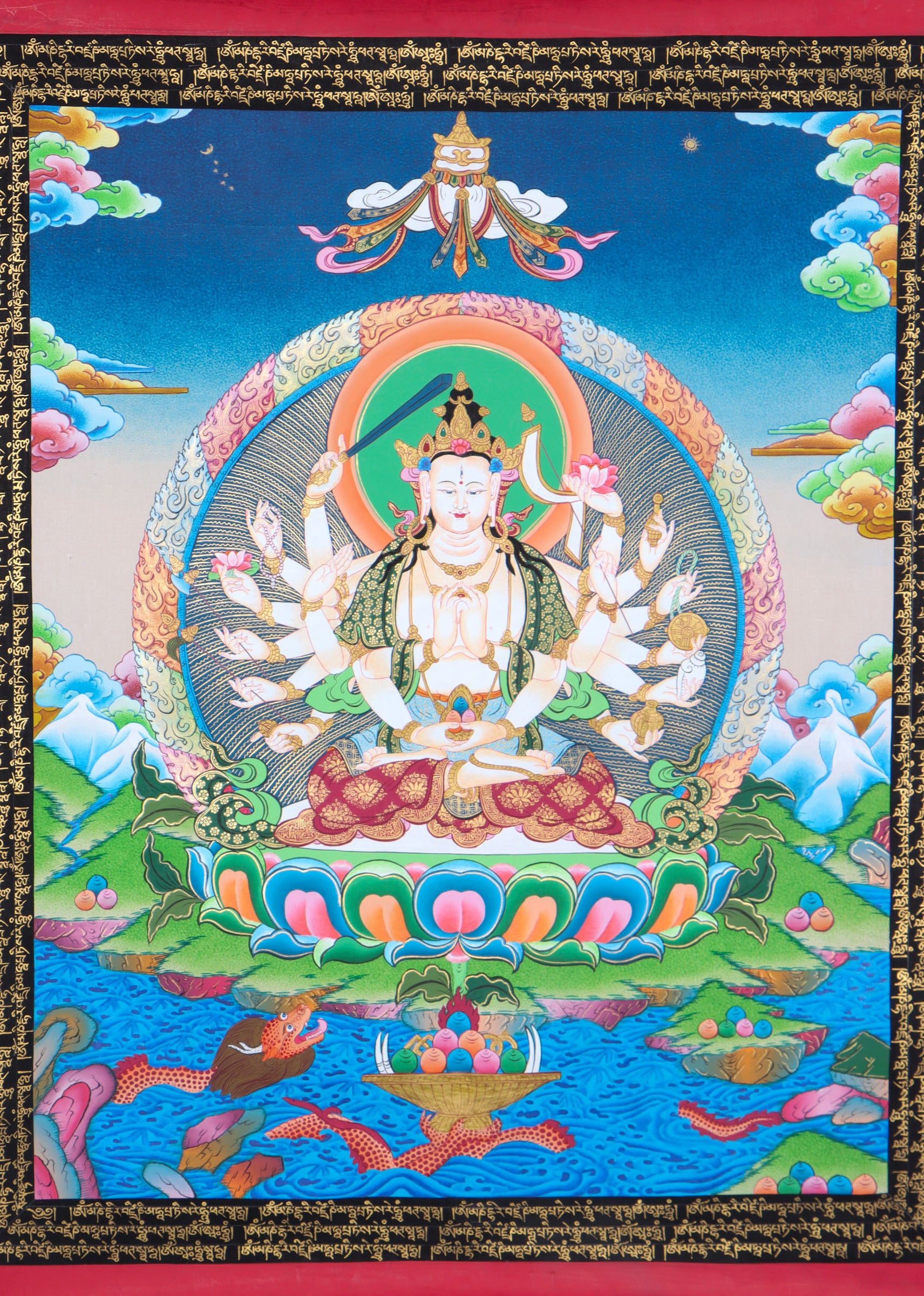 Chundi Thangka for meditation and prayer .