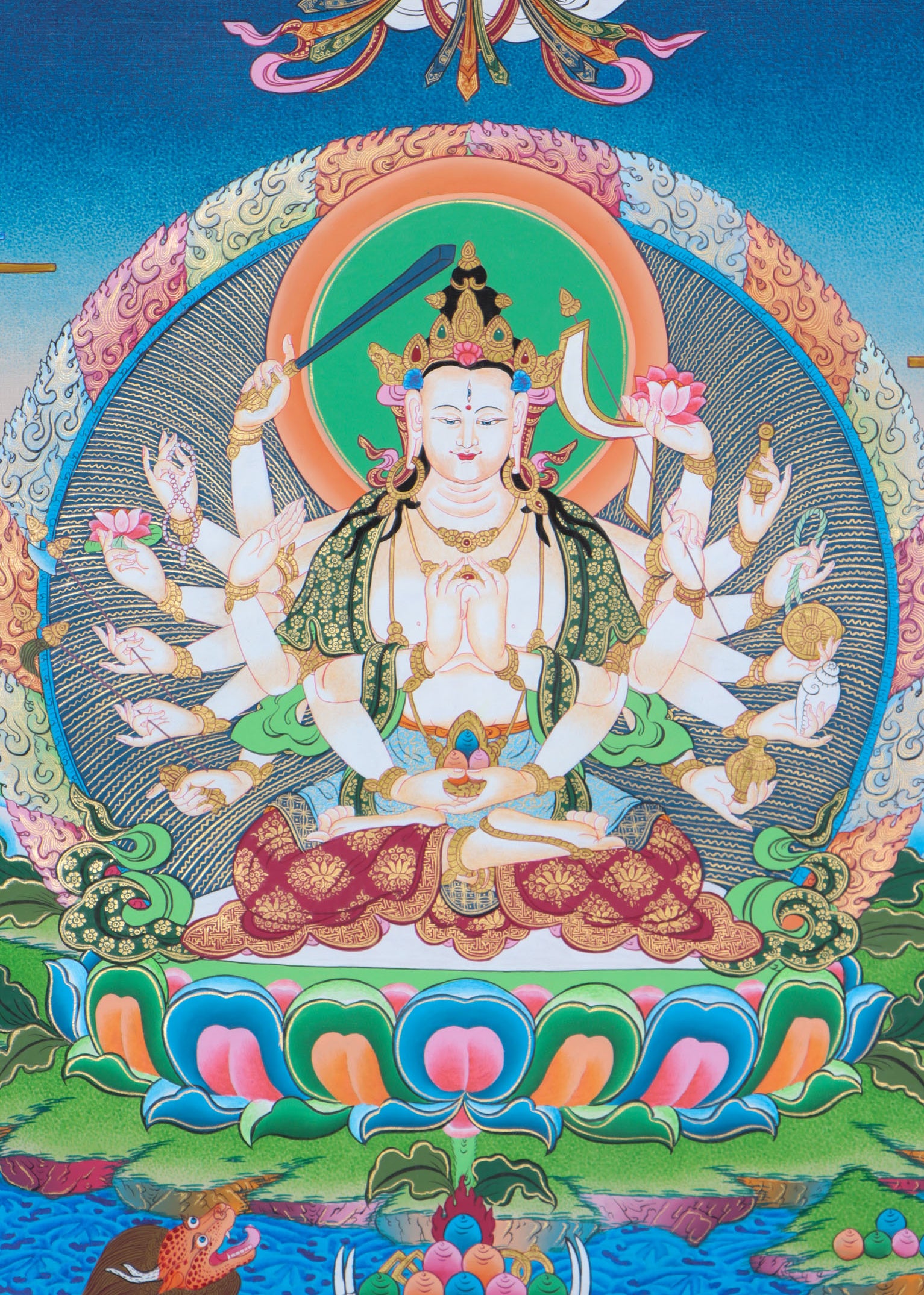 Chundi Thangka for meditation and prayer .