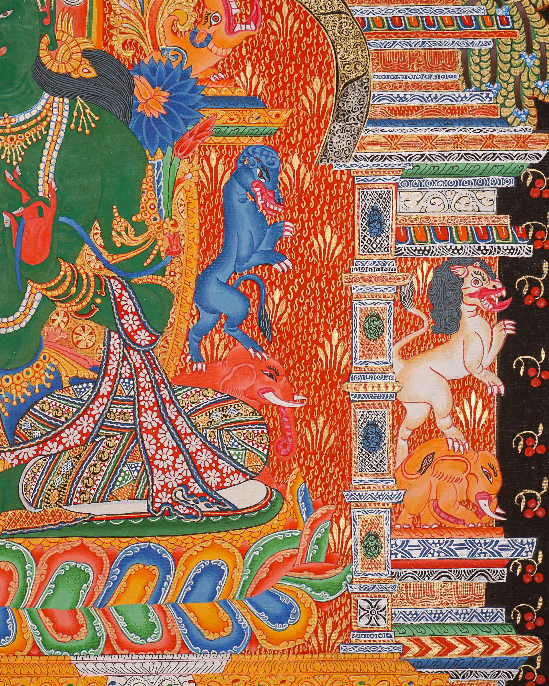 Green Tara (Temple) Thangka Painting
