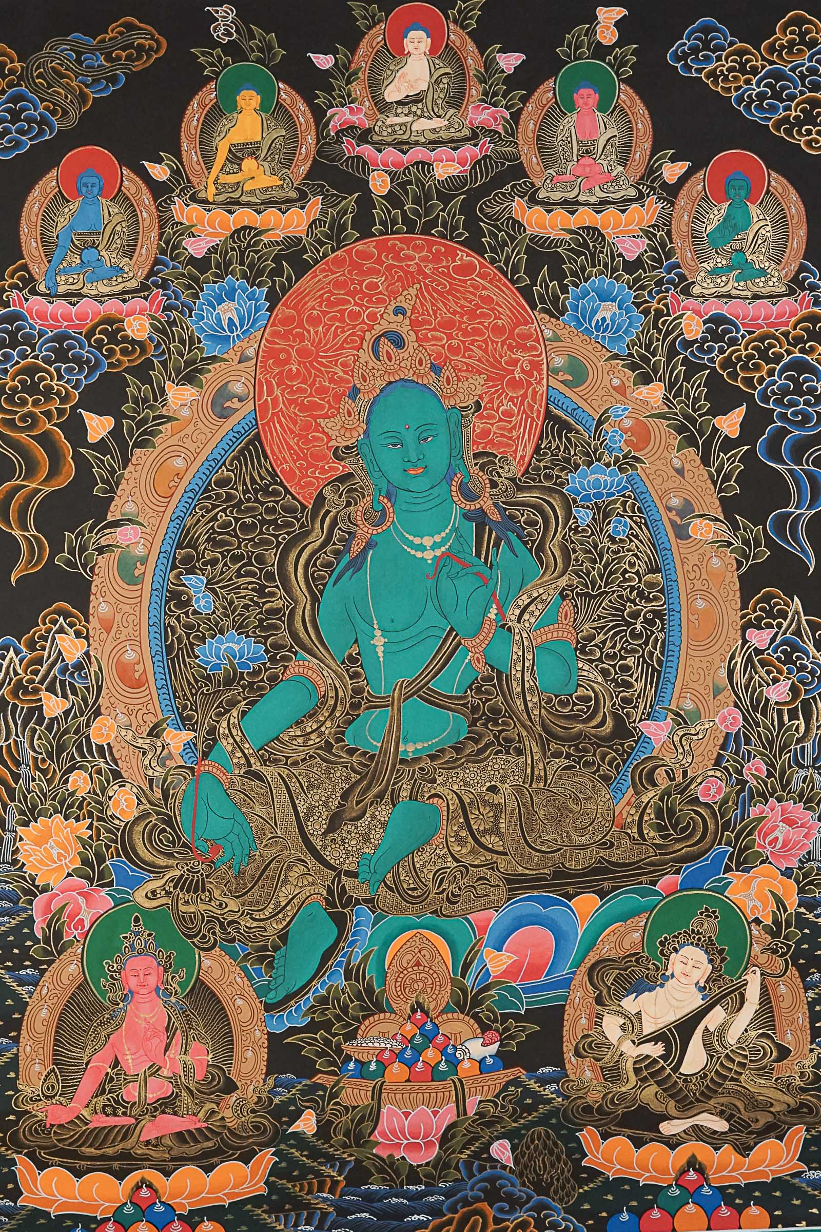 Green Tara Thangka - Handpainted Art
