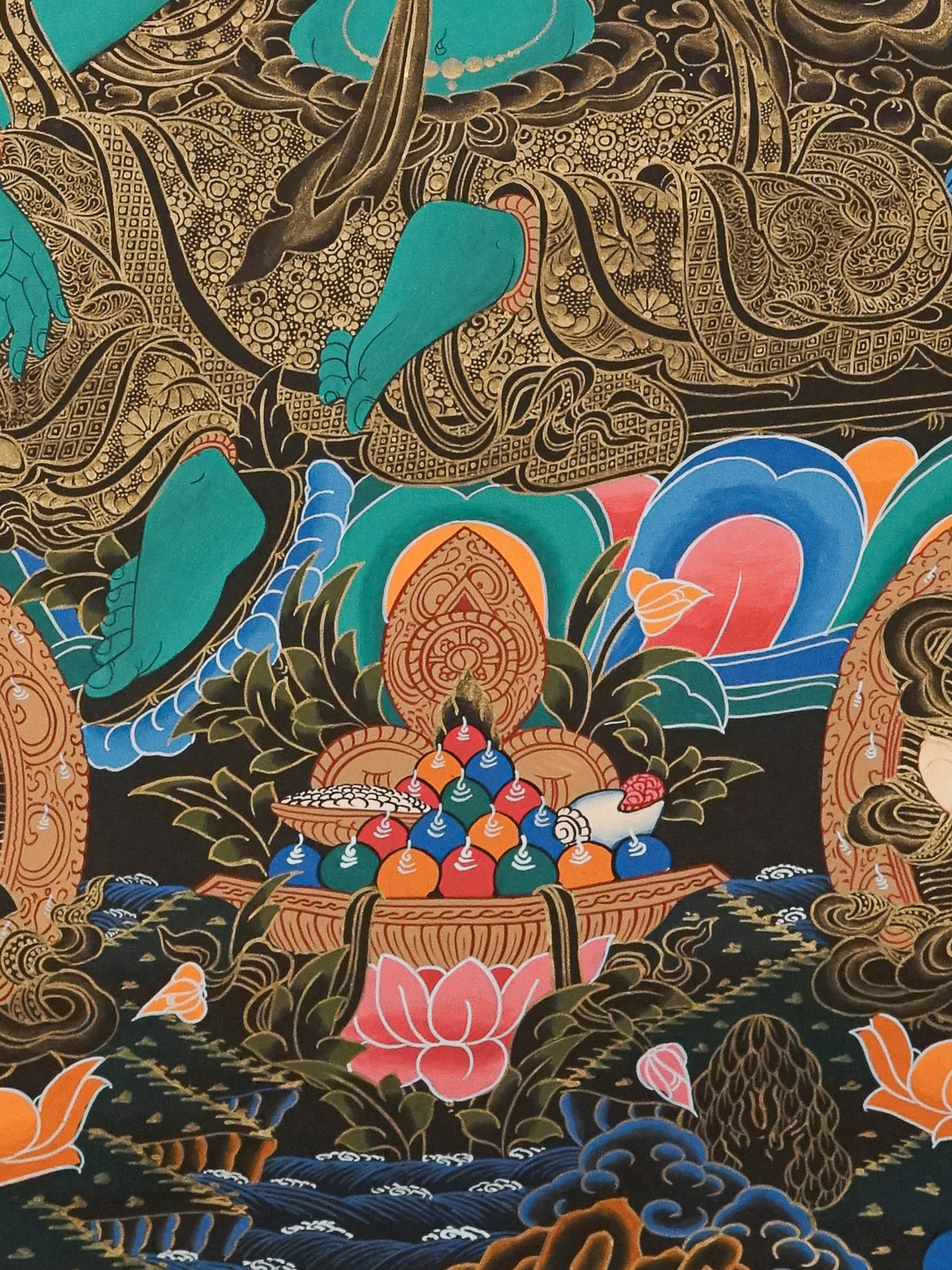 Green Tara Thangka - Handpainted Art