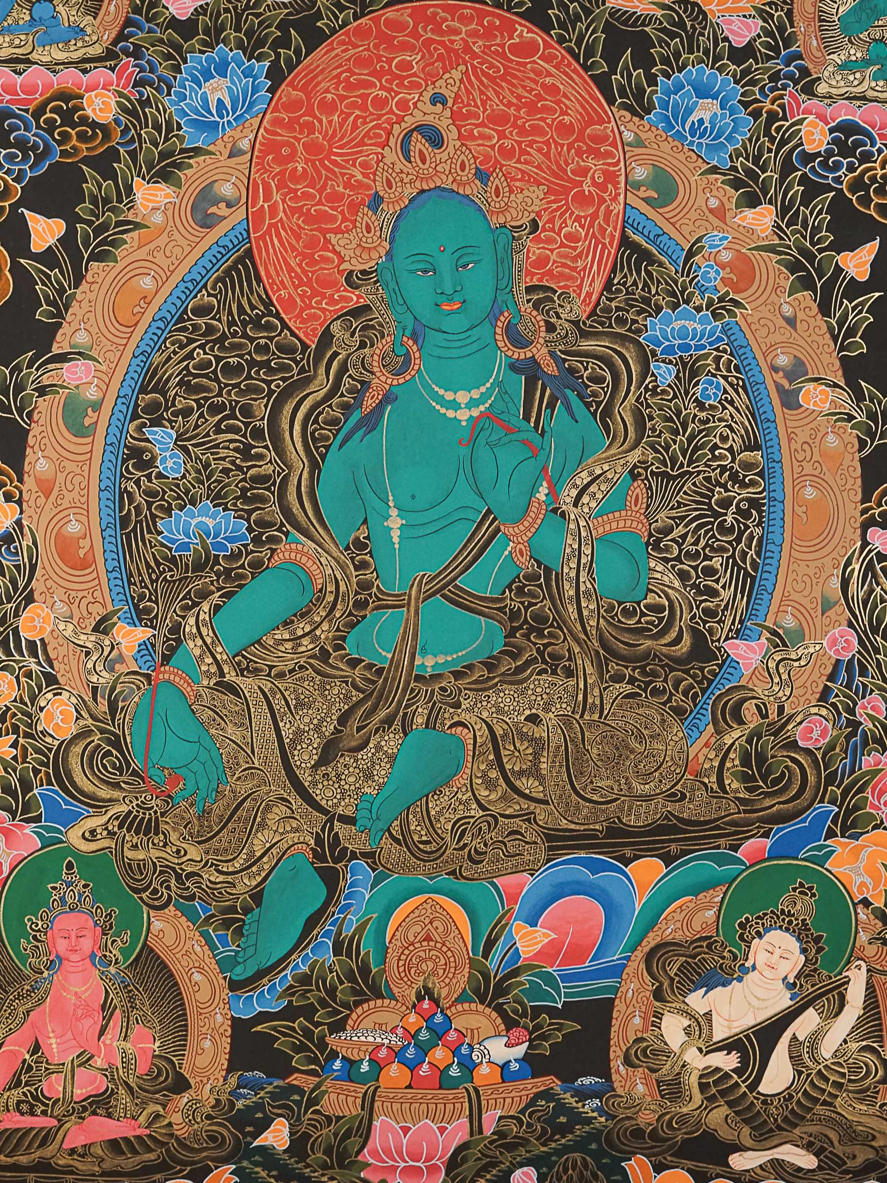 Green Tara Thangka - Handpainted Art
