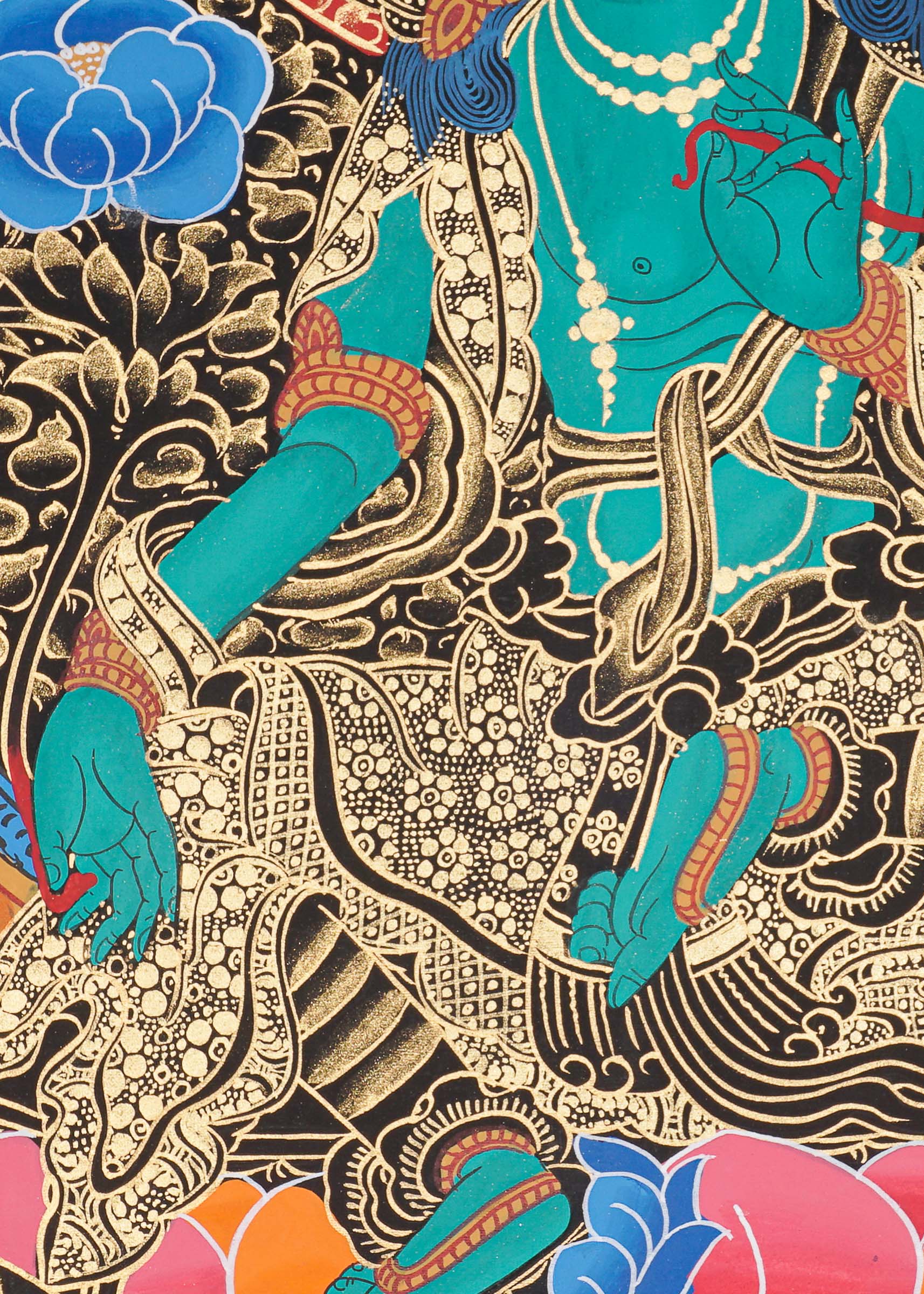 Green Tara Thangka Painting for wall hanging decor.