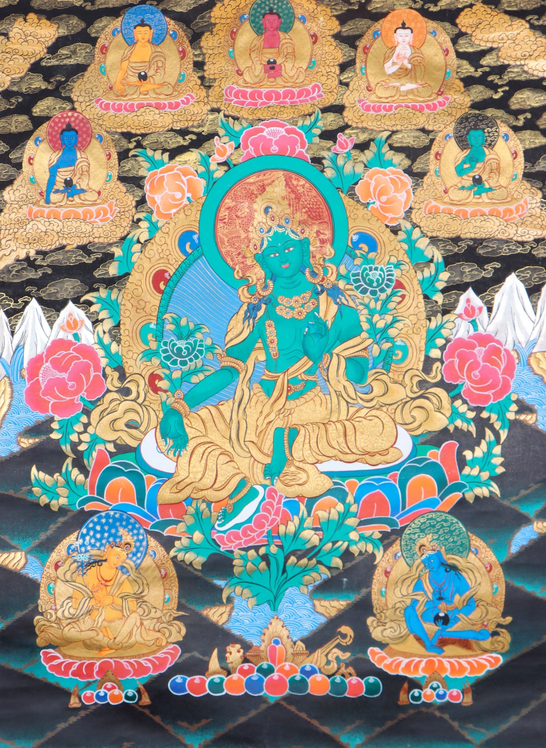 Green Tara Thangka Painting - Tibetan Art