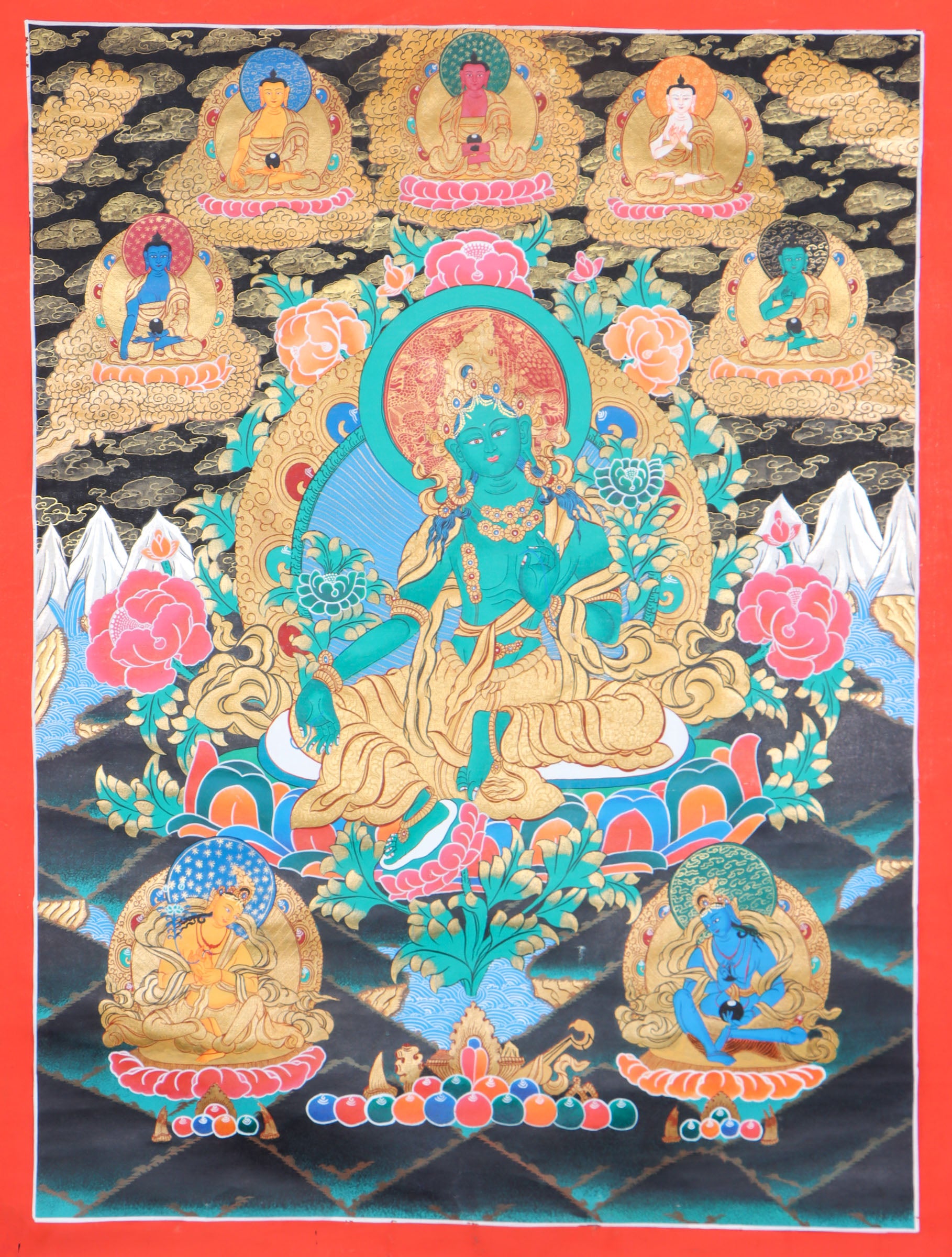 Green Tara Thangka Painting - Tibetan Art