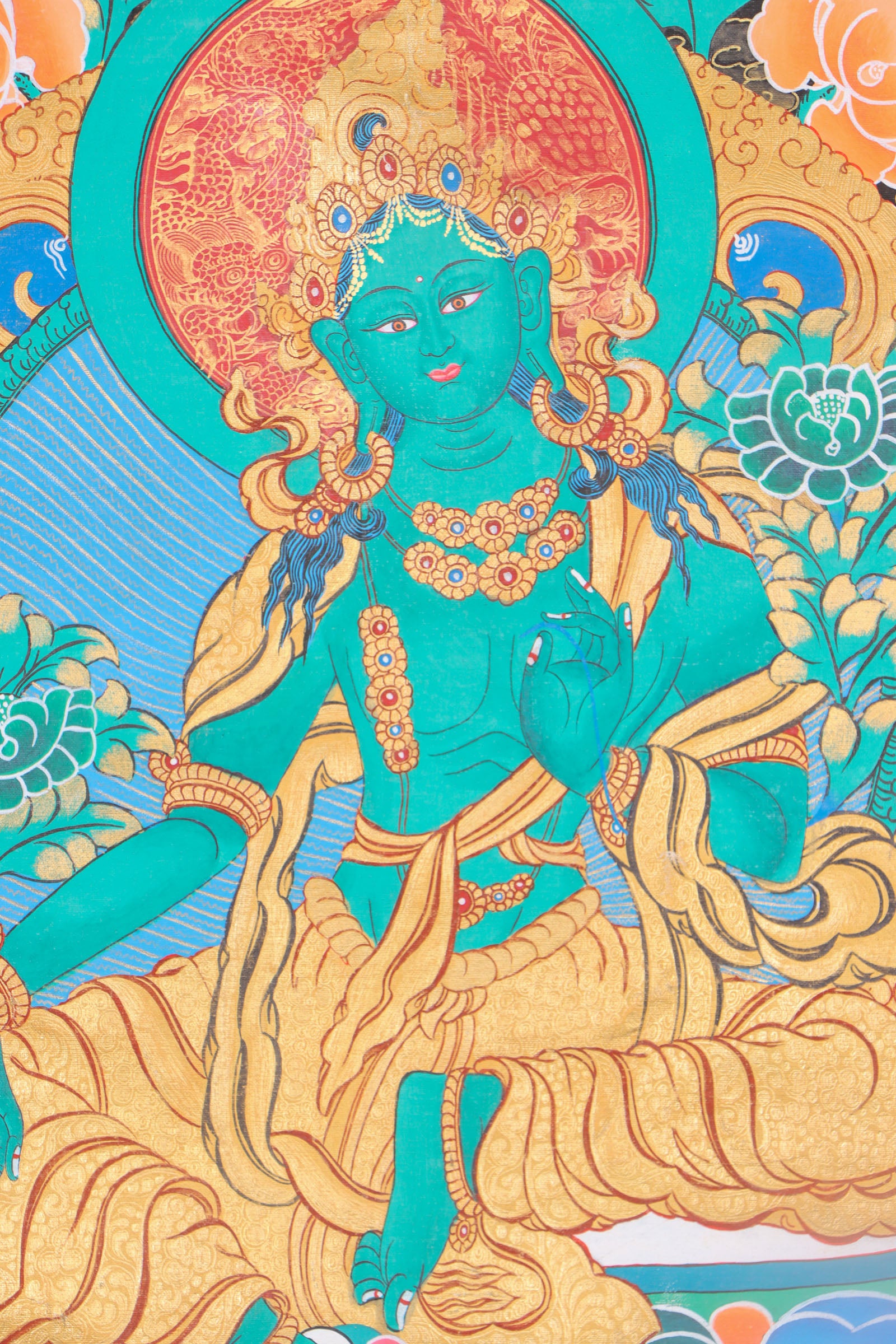 Green Tara Thangka Painting - Tibetan Art