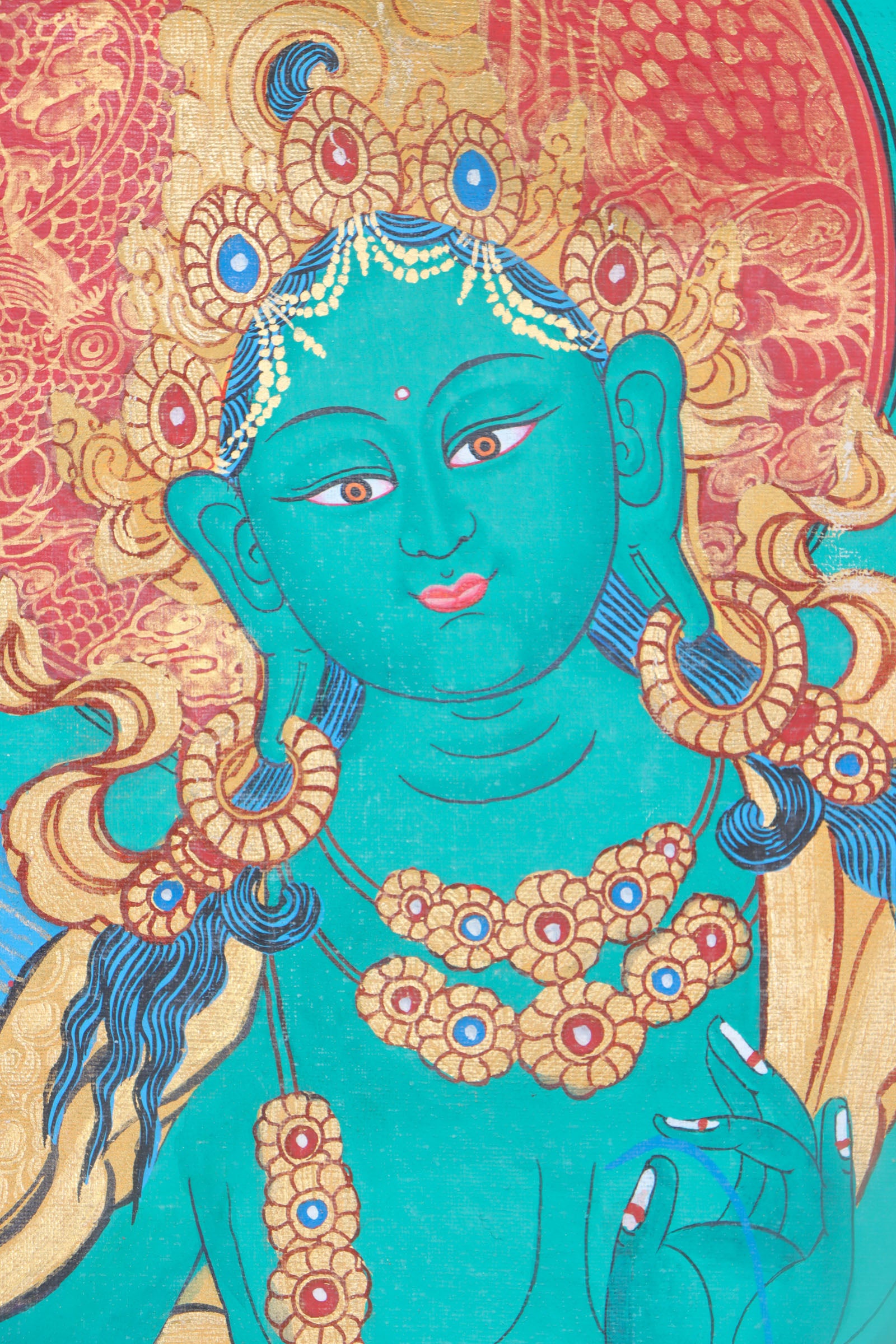 Green Tara Thangka Painting - Tibetan Art