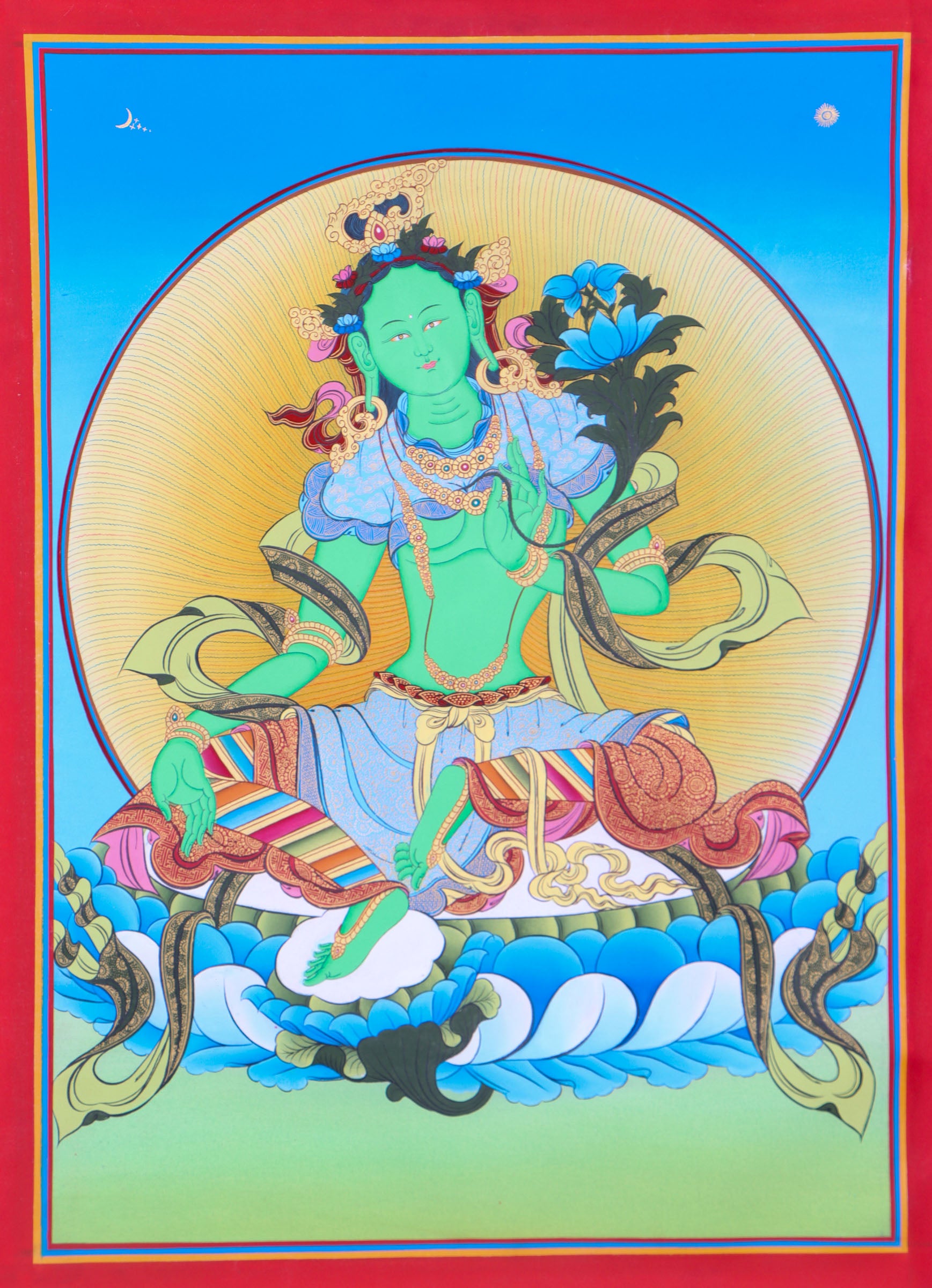 Green Tara Thangka Painting for wisdom.