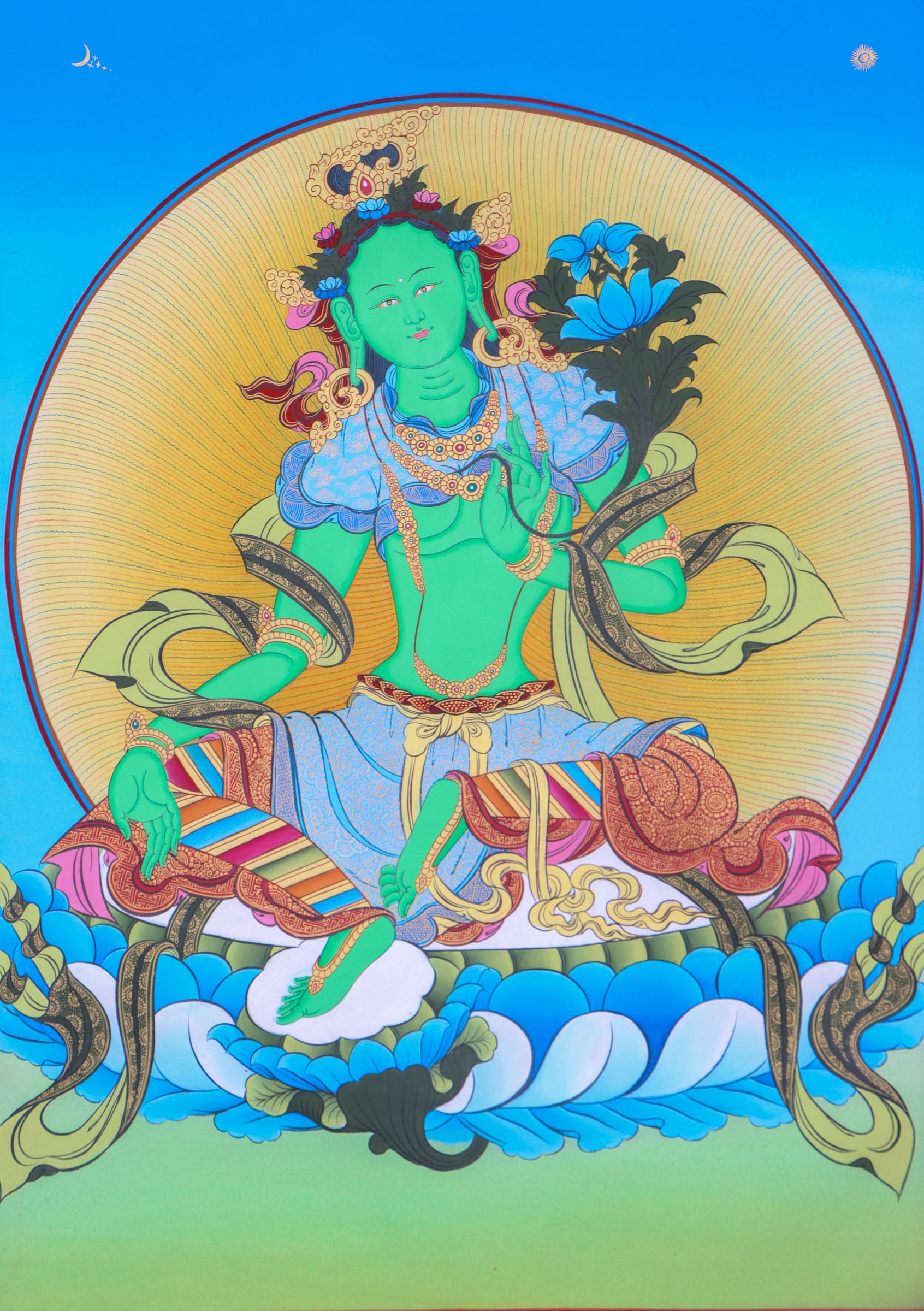 Green Tara Thangka Painting for wisdom.