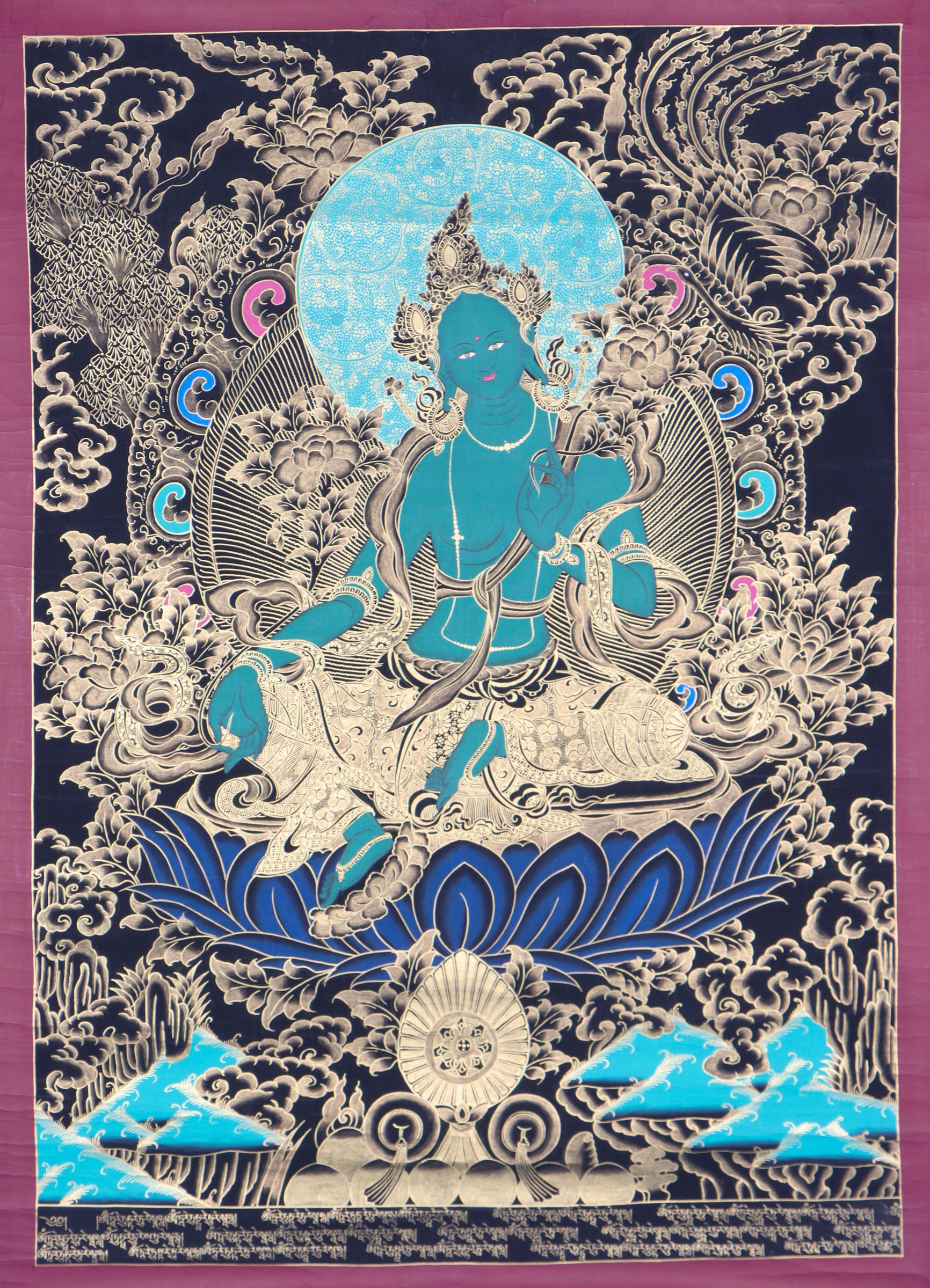 Green Tara Thangka Painting for meditation.