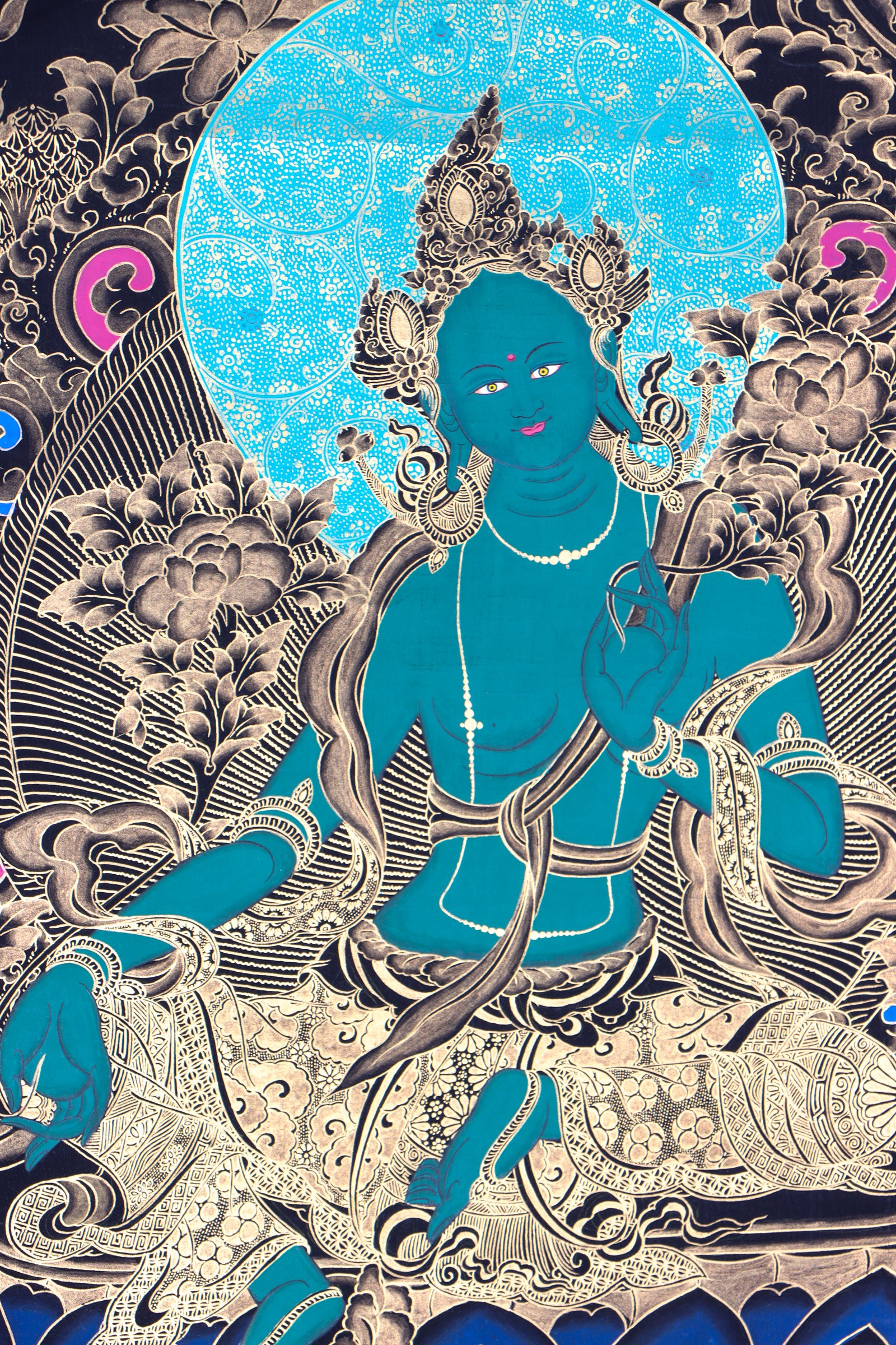 Green Tara Thangka Painting for meditation.
