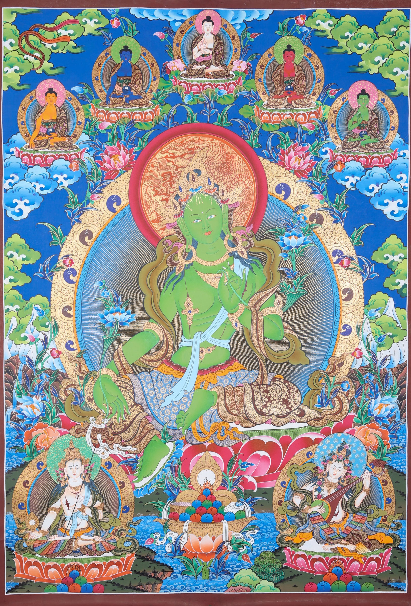 Green Tara Thangka  Painting - Lucky Thanka