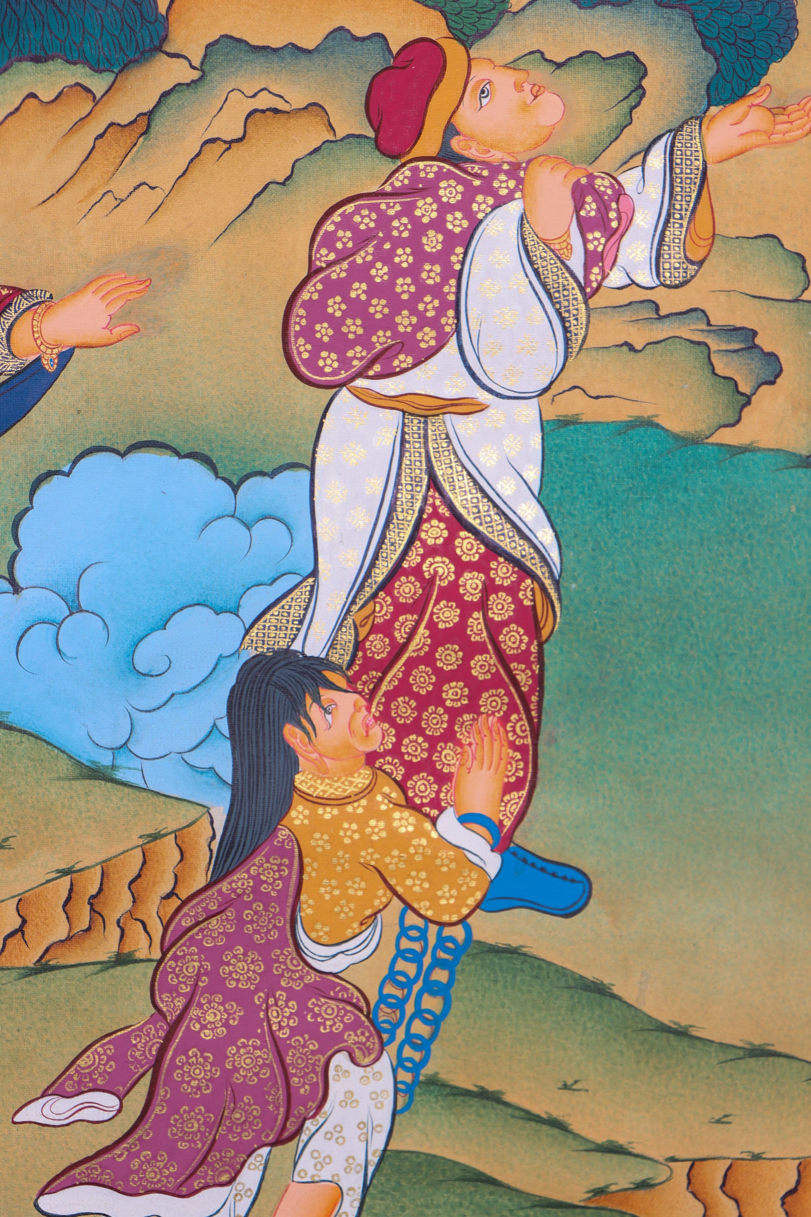 Green Tara Thangka Painting for wall decor.