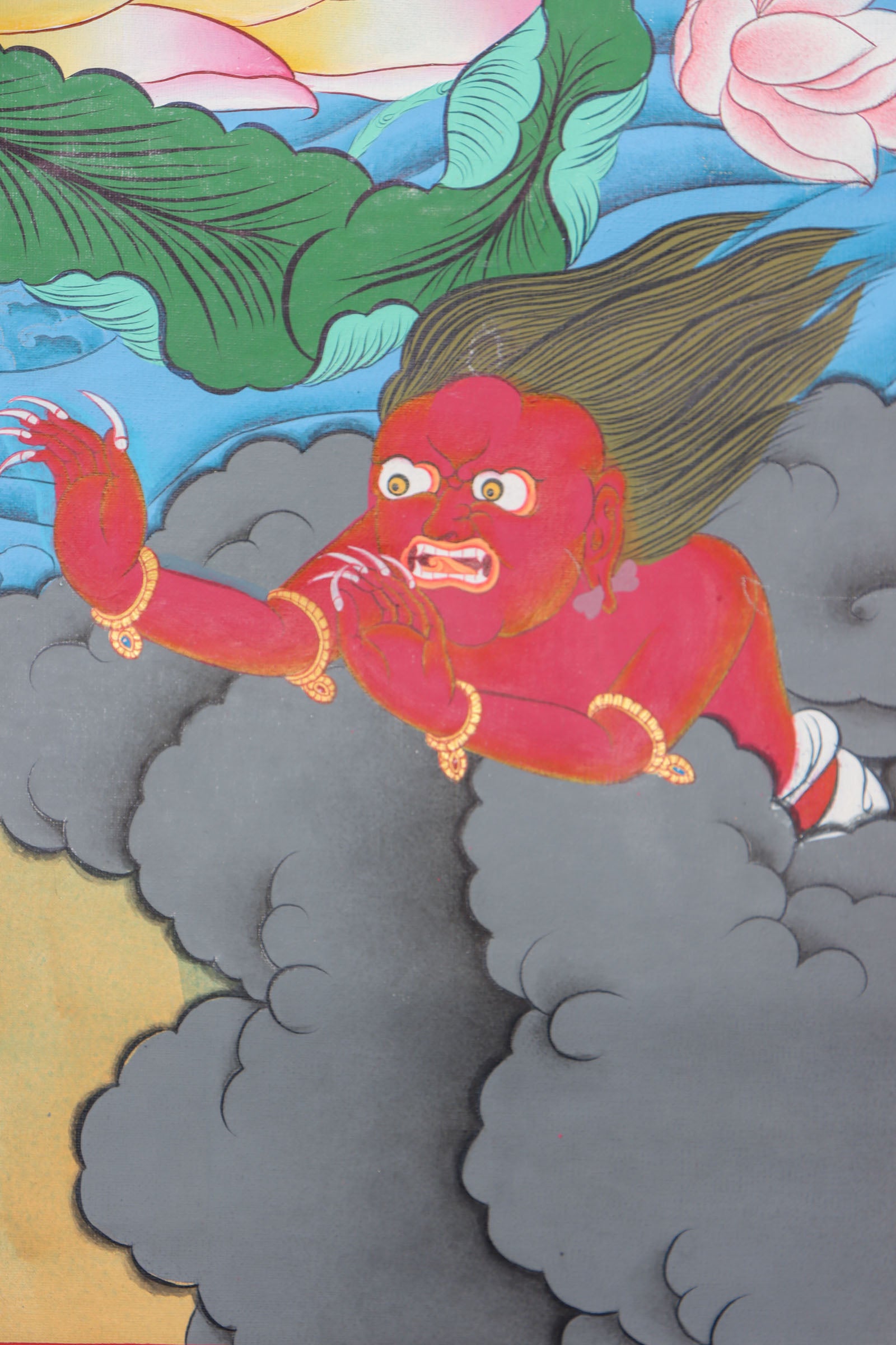 Green Tara Thangka Painting for wall decor.