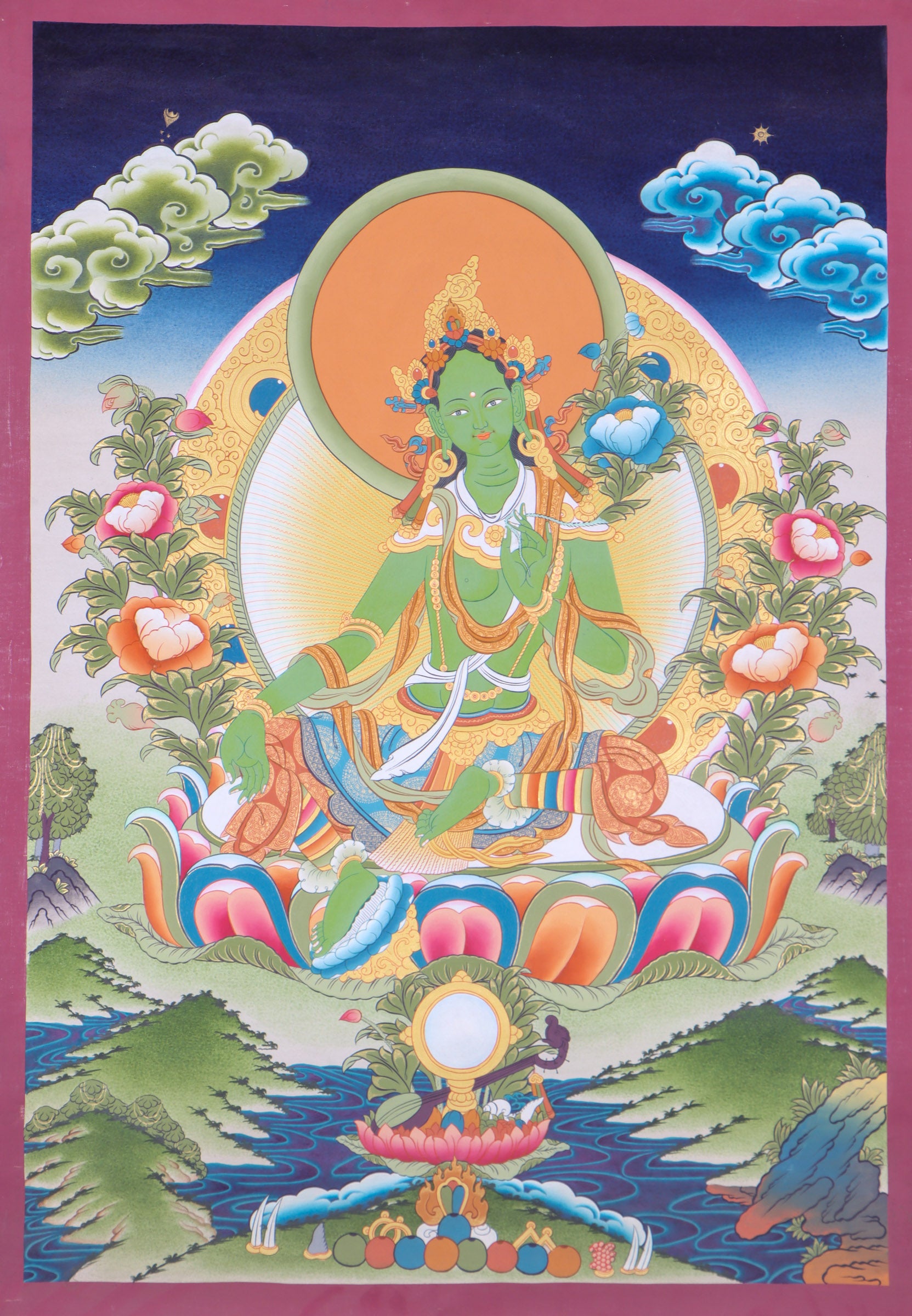 Green Tara Thangka - Lucky Thanka