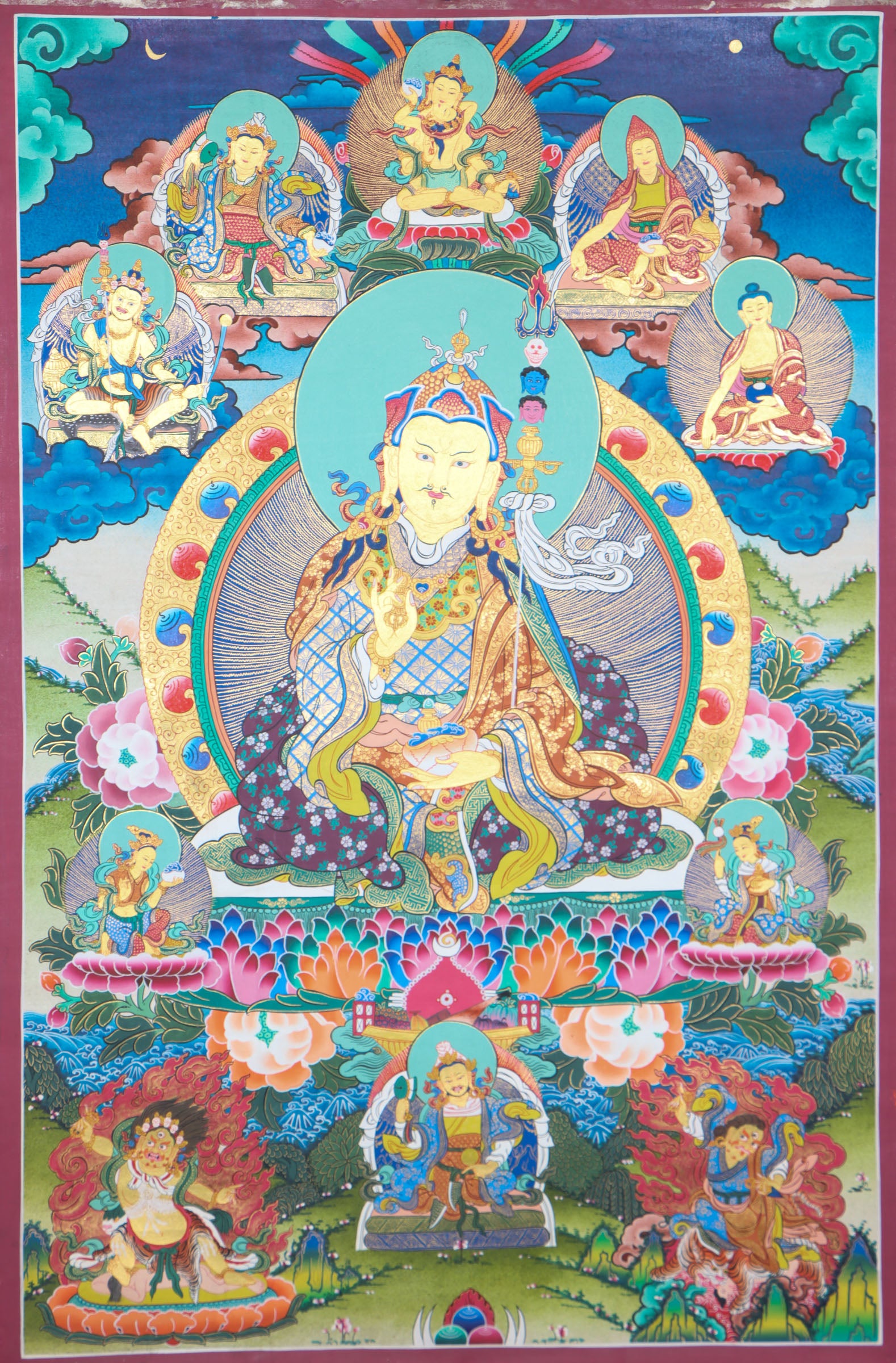 Guru Padmasambhava Thangka Painting for spiritual practices.