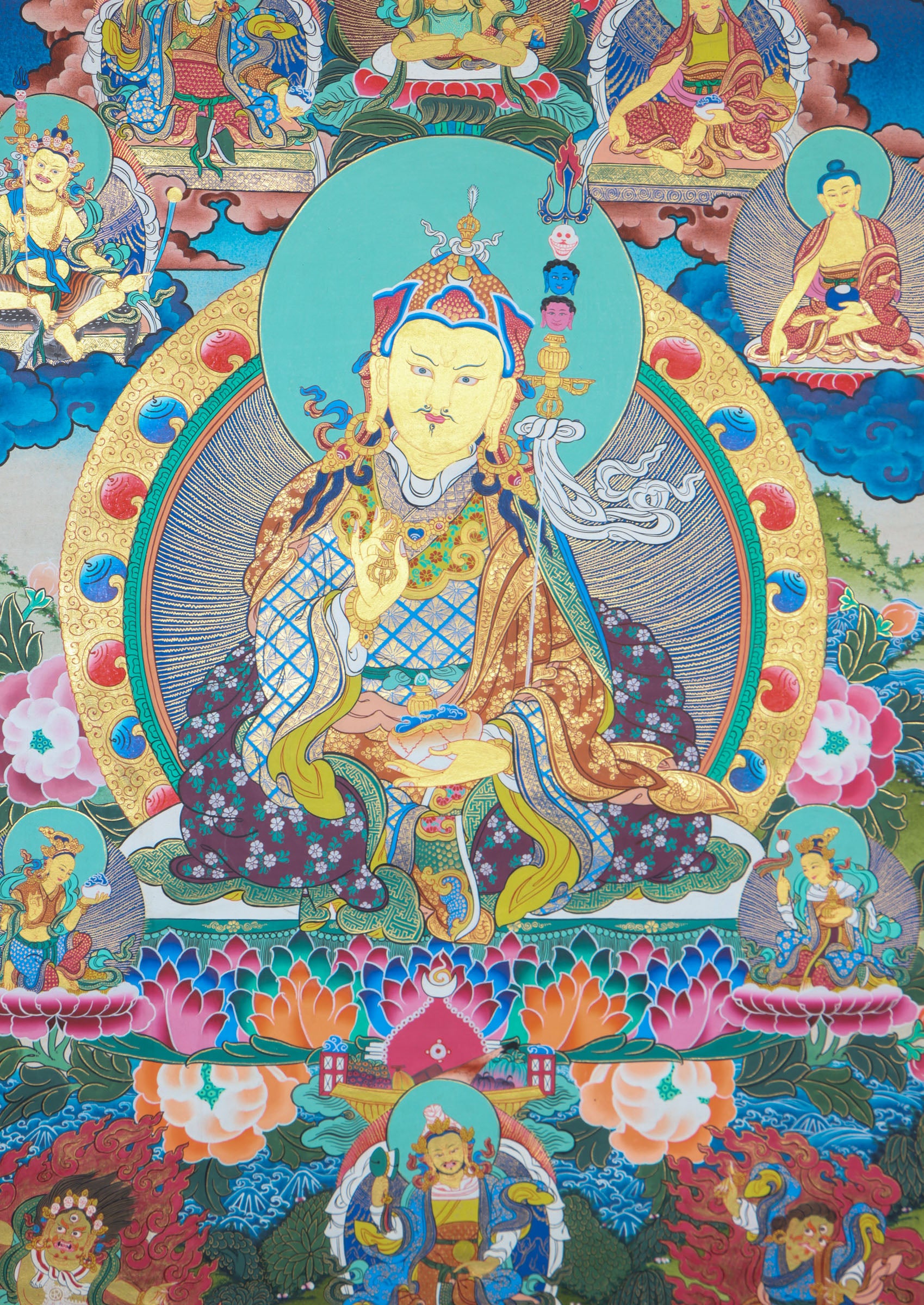 Guru Padmasambhava Thangka Painting for spiritual practices.
