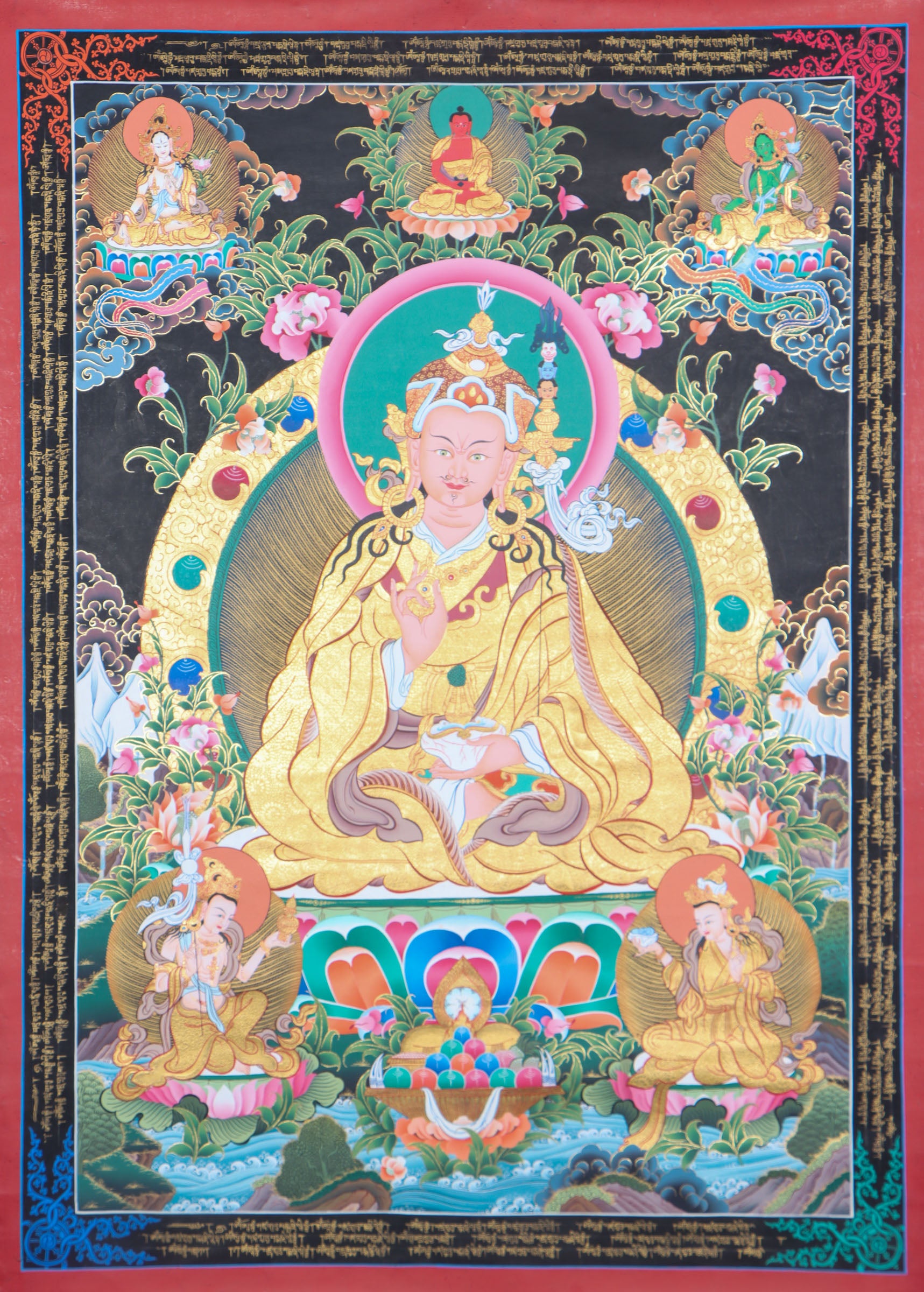 Guru Rinpoche Thangka Painting for prayer and devotion.