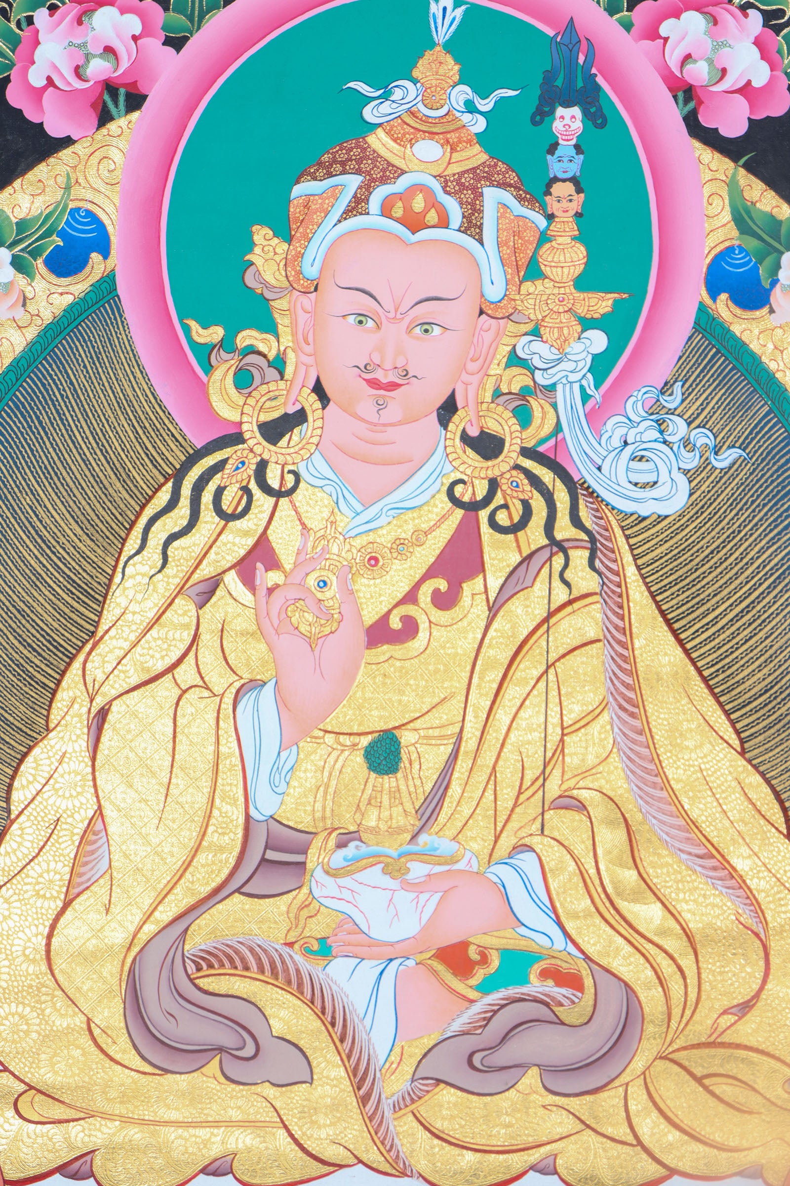 Guru Rinpoche Thangka Painting for prayer and devotion.