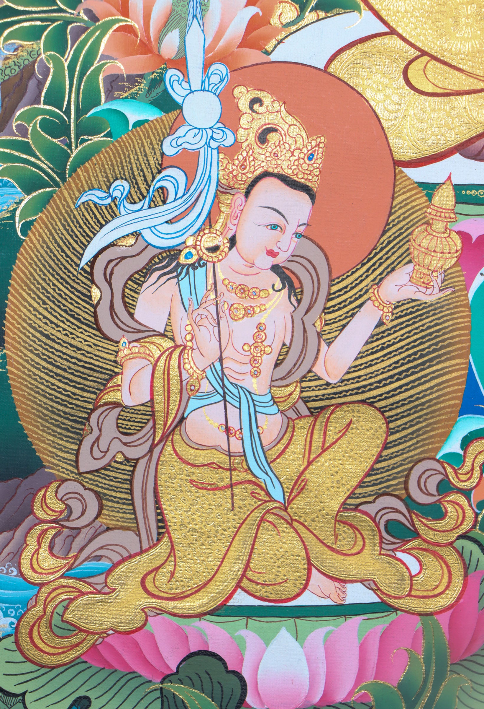Guru Rinpoche Thangka Painting for prayer and devotion.