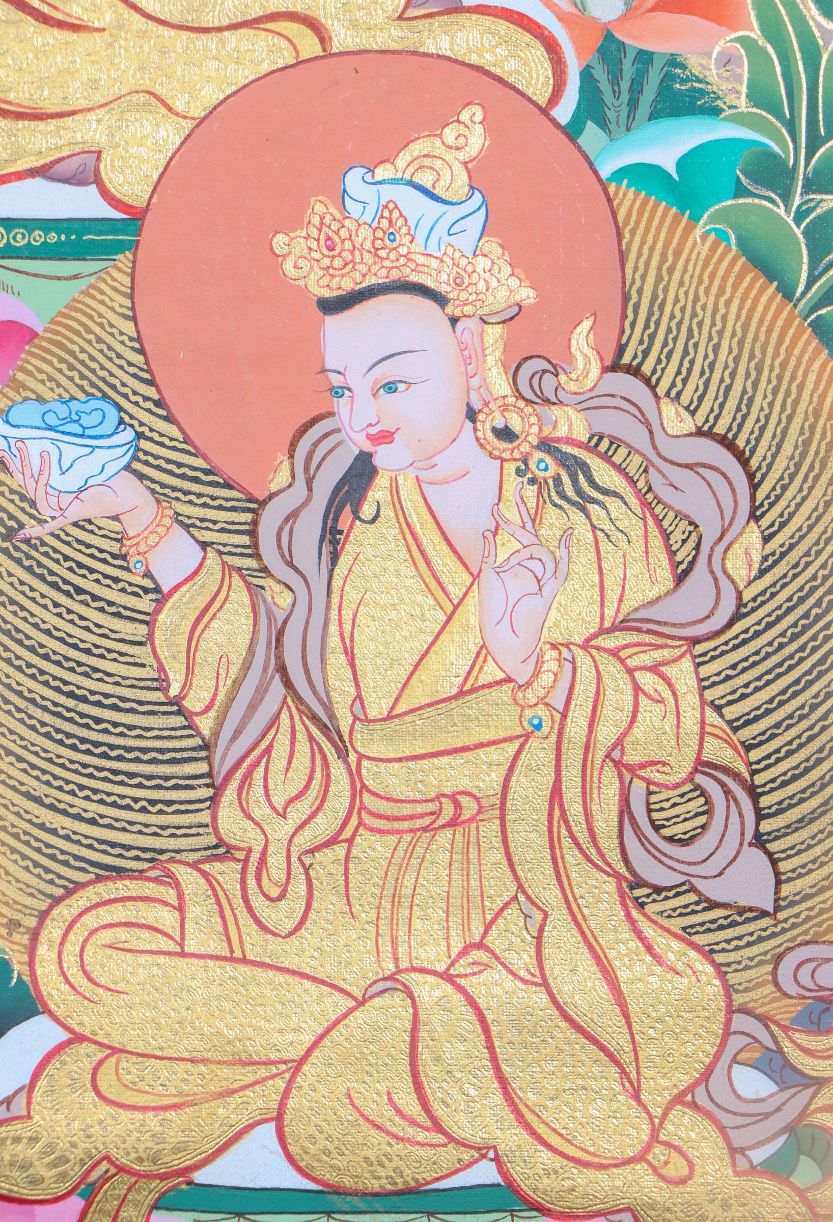 Guru Rinpoche Thangka Painting for prayer and devotion.