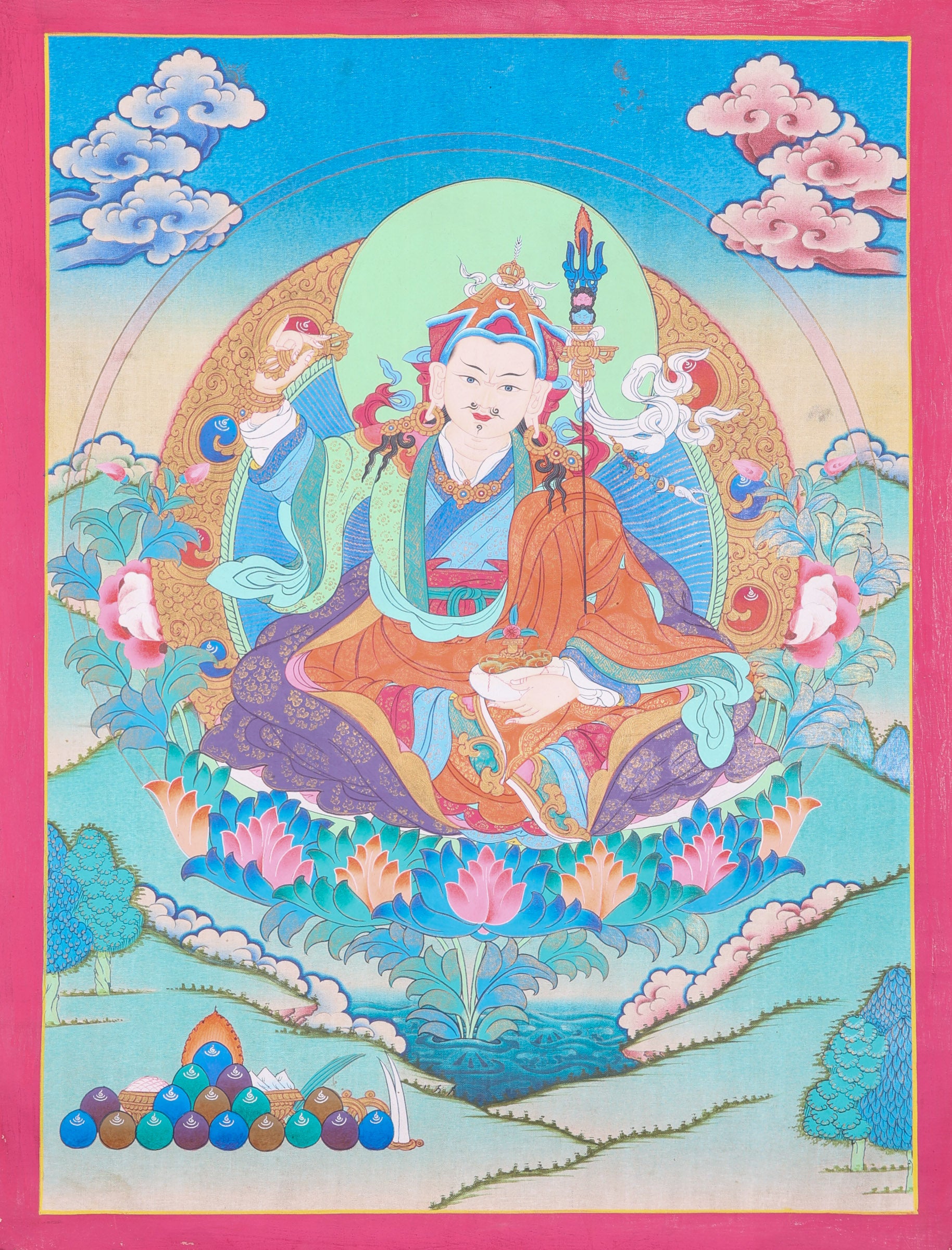 Guru Rinpoche Thangka Painting for spirituality.