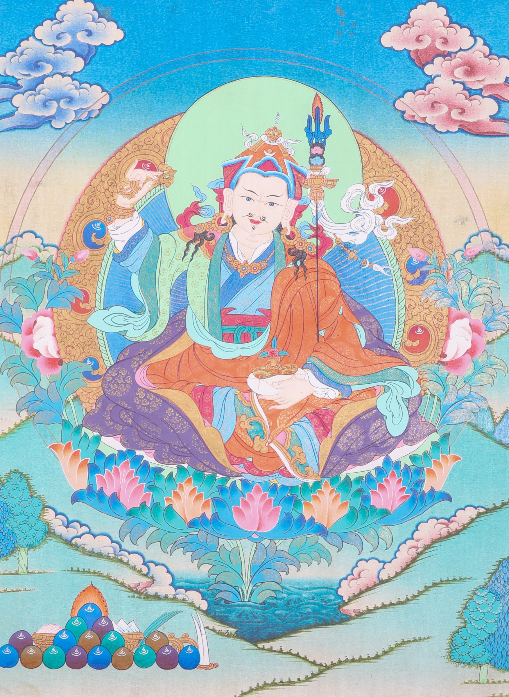 Guru Rinpoche Thangka Painting for spirituality.