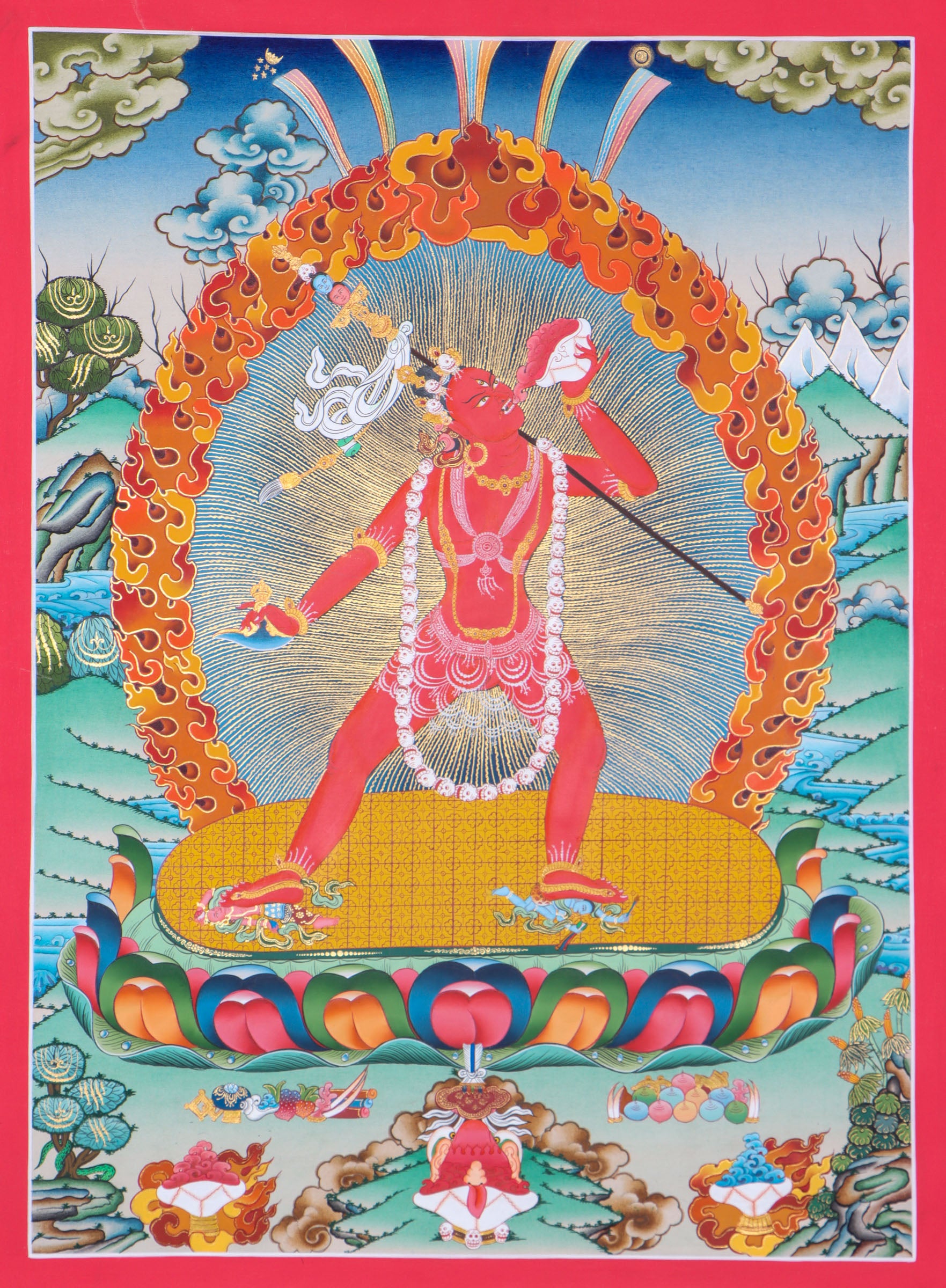 Bajra Yogini Thangka representing the interpretation of death's passage and life's temporariness.