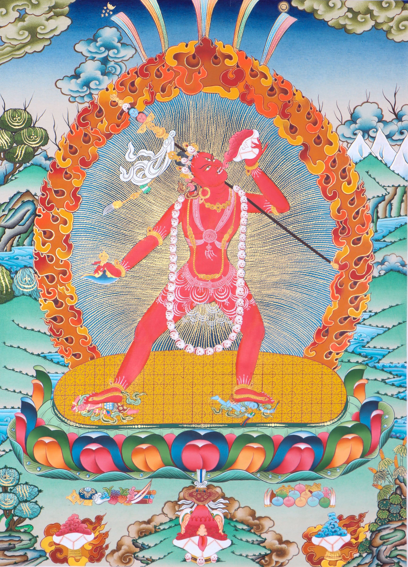 Bajra Yogini Thangka representing the interpretation of death's passage and life's temporariness.