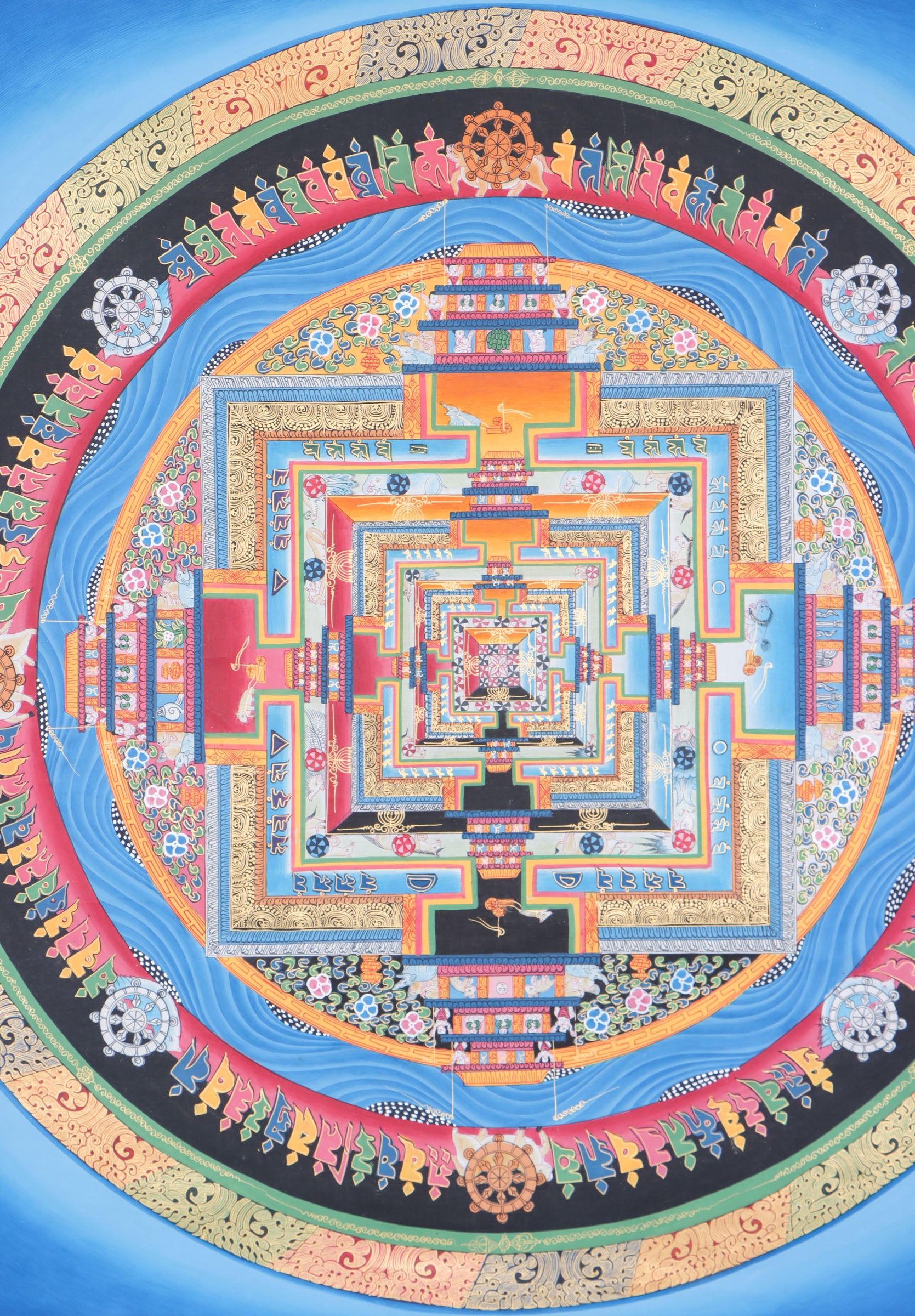 Blue Kalachakra Mandala for meditation and enlightenment.