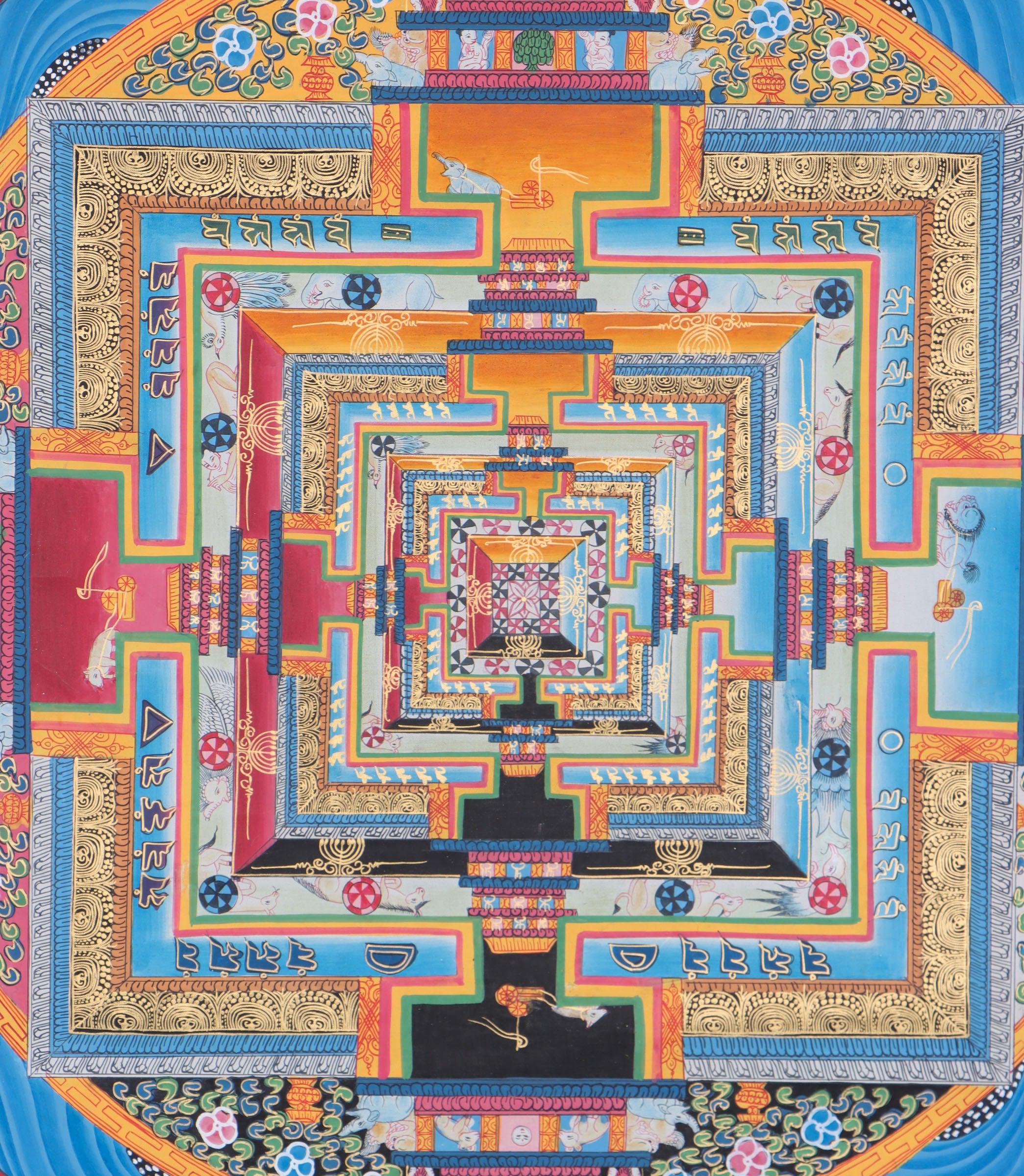 Blue Kalachakra Mandala for meditation and enlightenment.