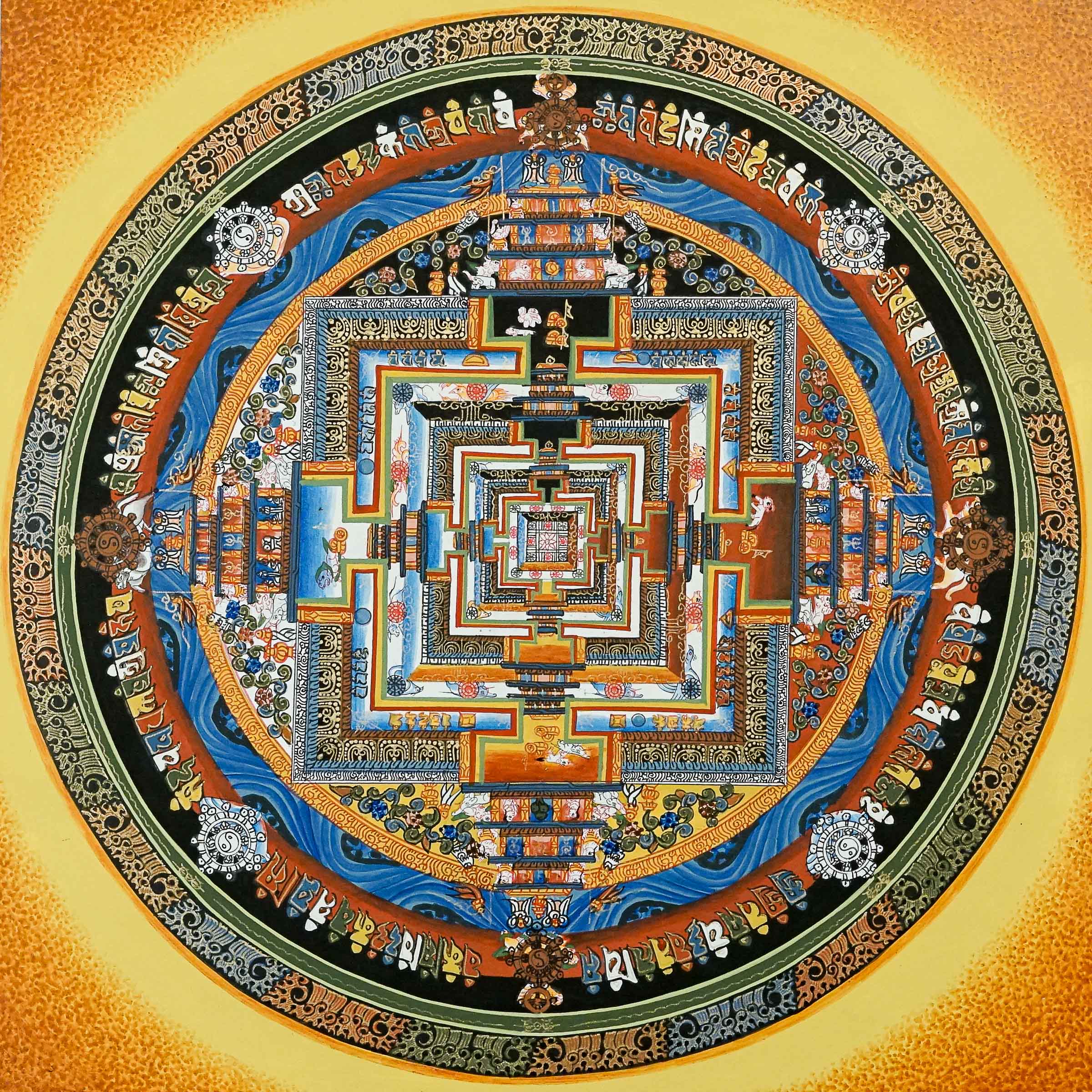 Handmade Kalchakra Mandala Thangka Painting