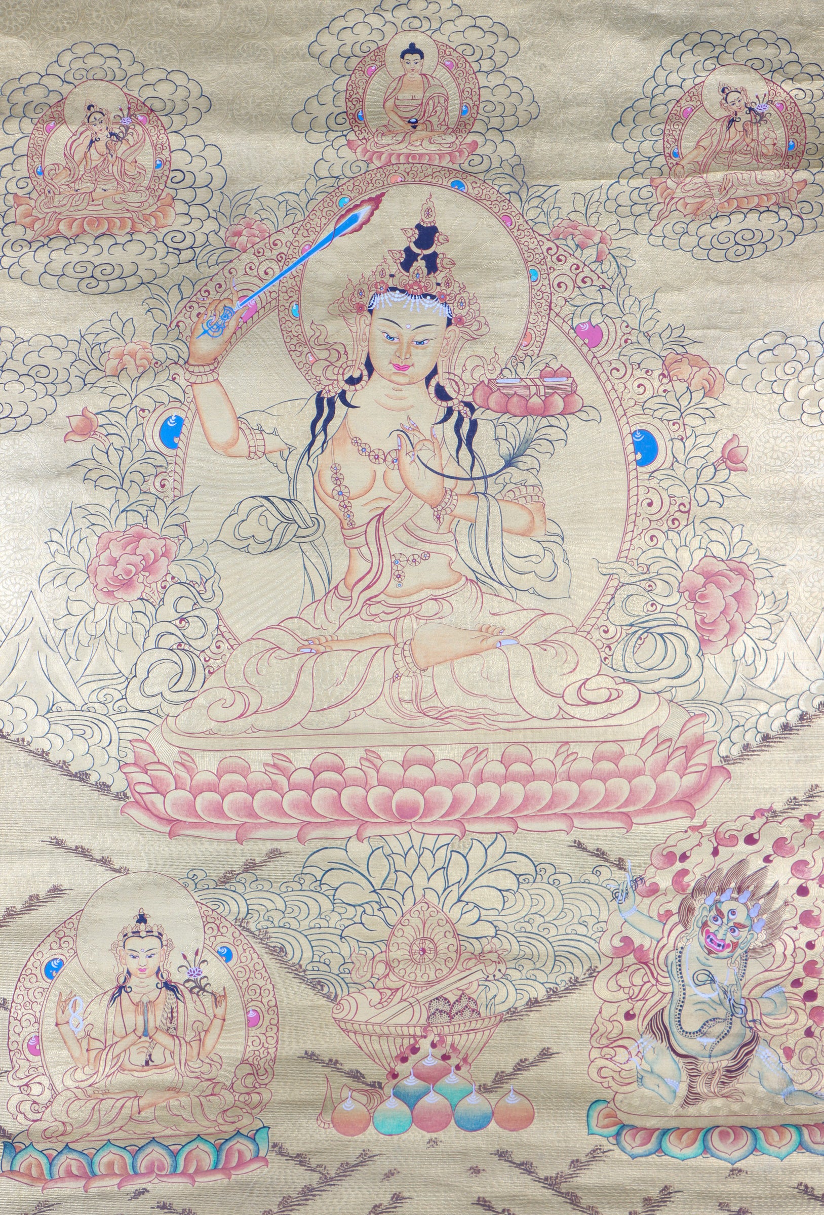 Manjushri Thangka Painting for meditation.