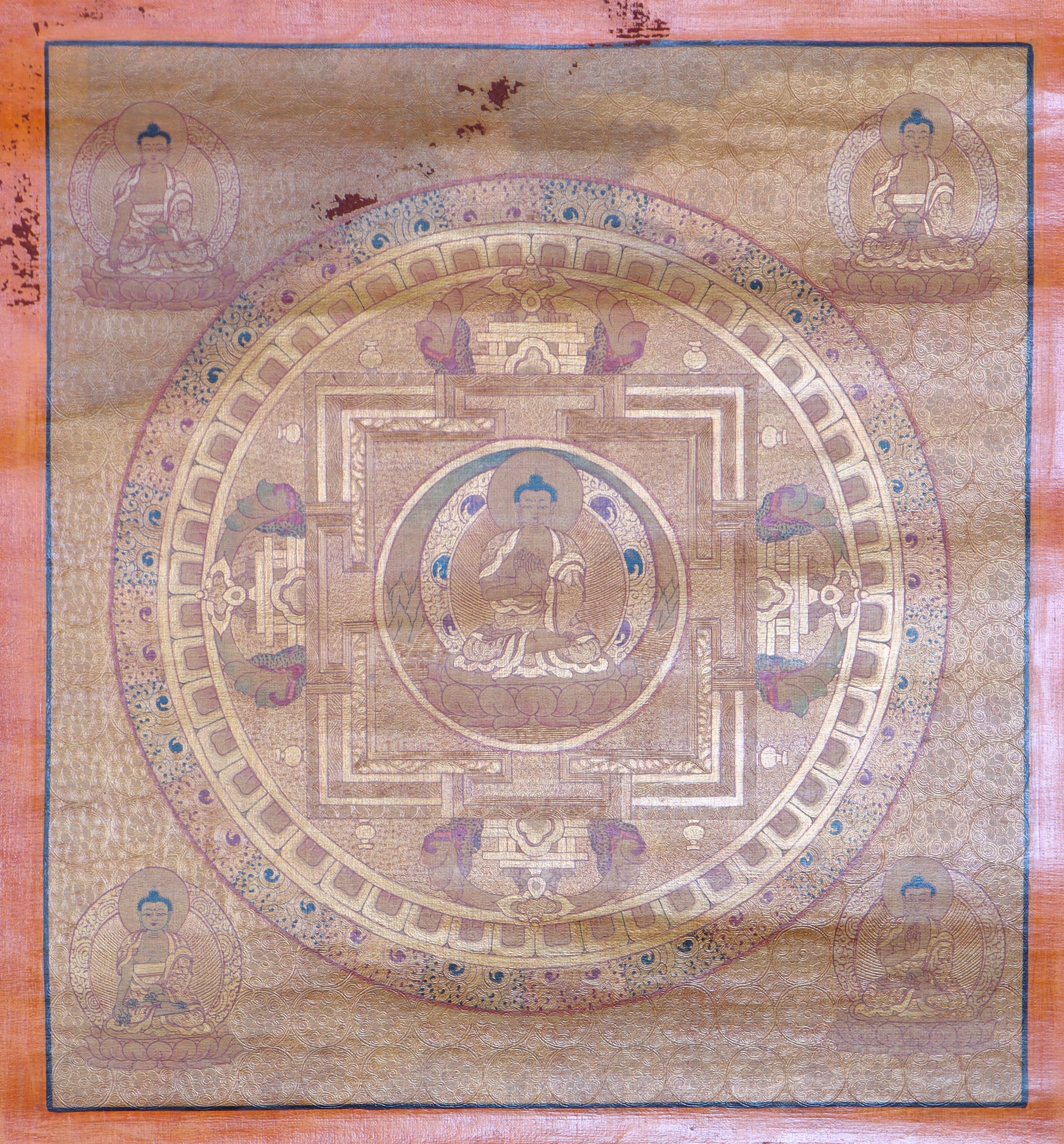 Antique Buddha Mandala Thangka for spiritual practices.