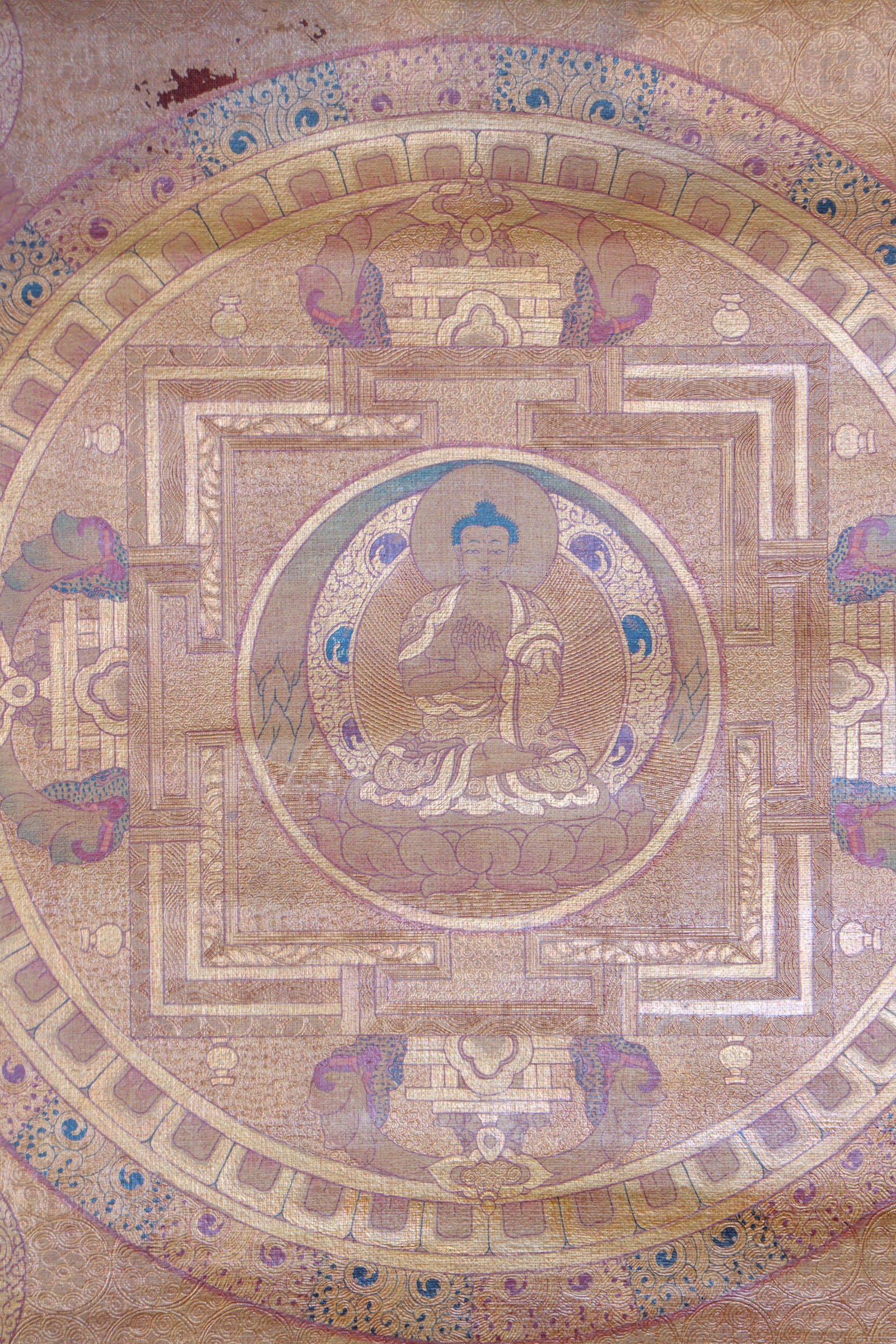 Antique Buddha Mandala Thangka for spiritual practices.