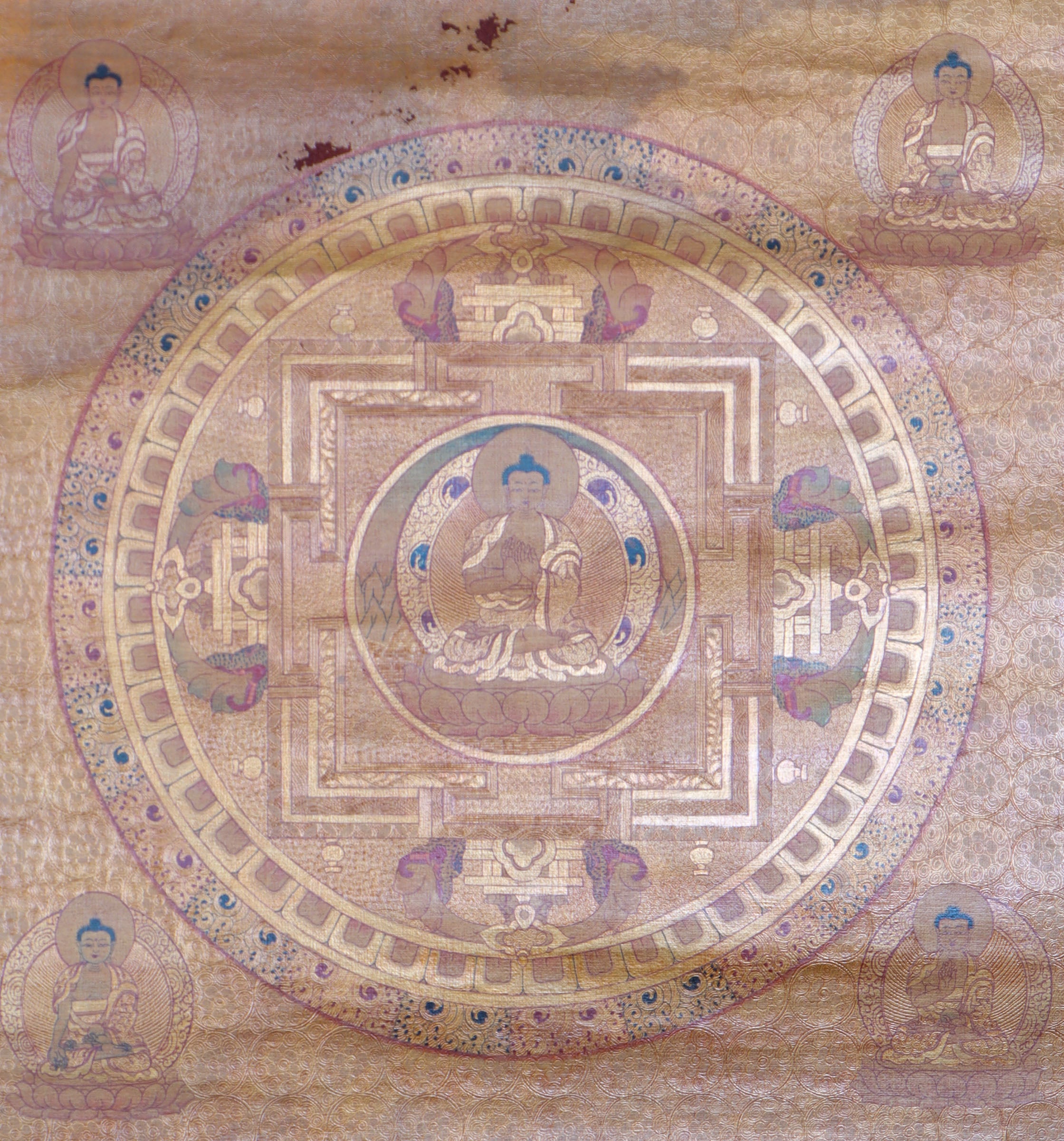 Antique Buddha Mandala Thangka for spiritual practices.
