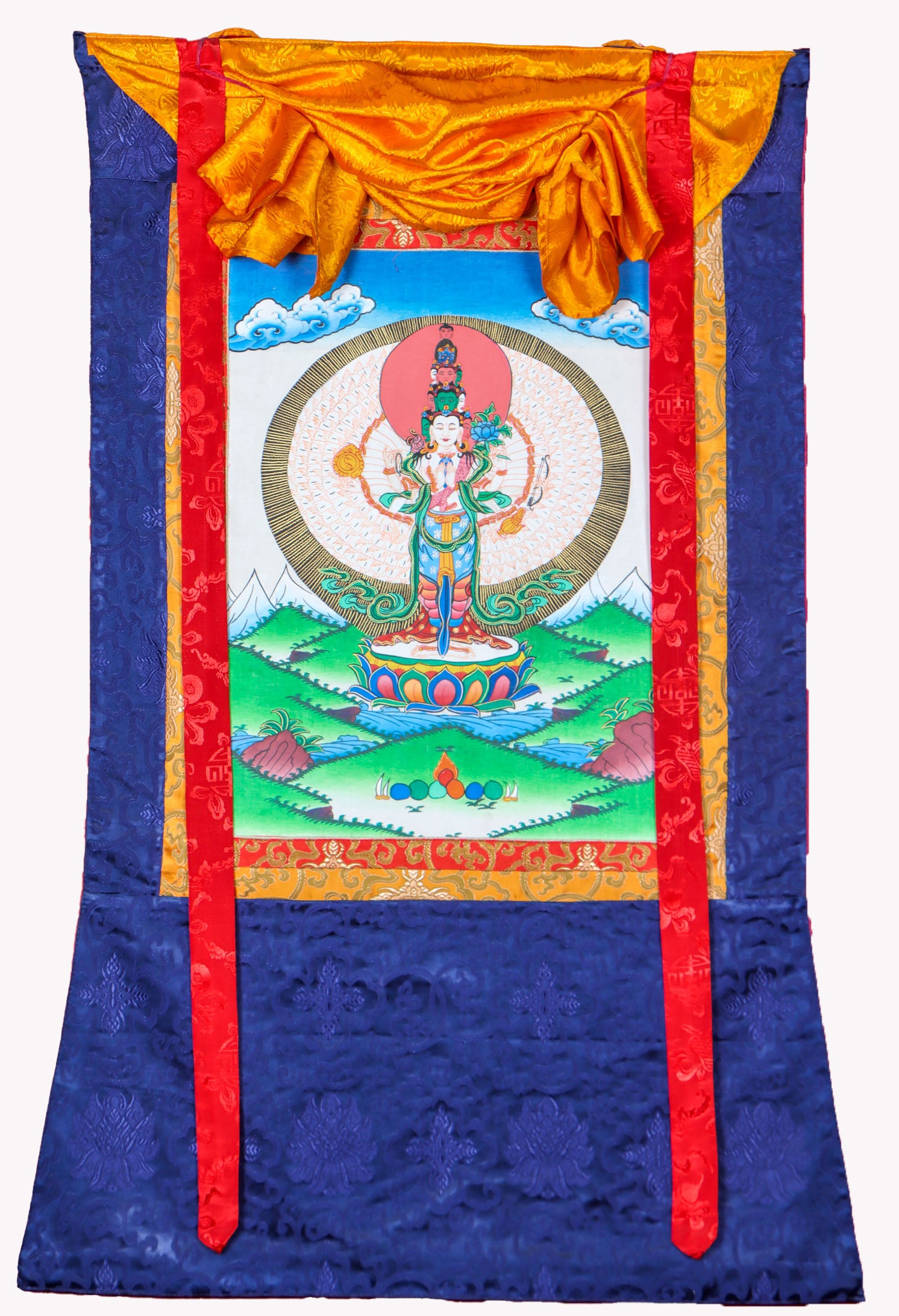 Lokeshwor Brocade Thangka for prayer and meditation.