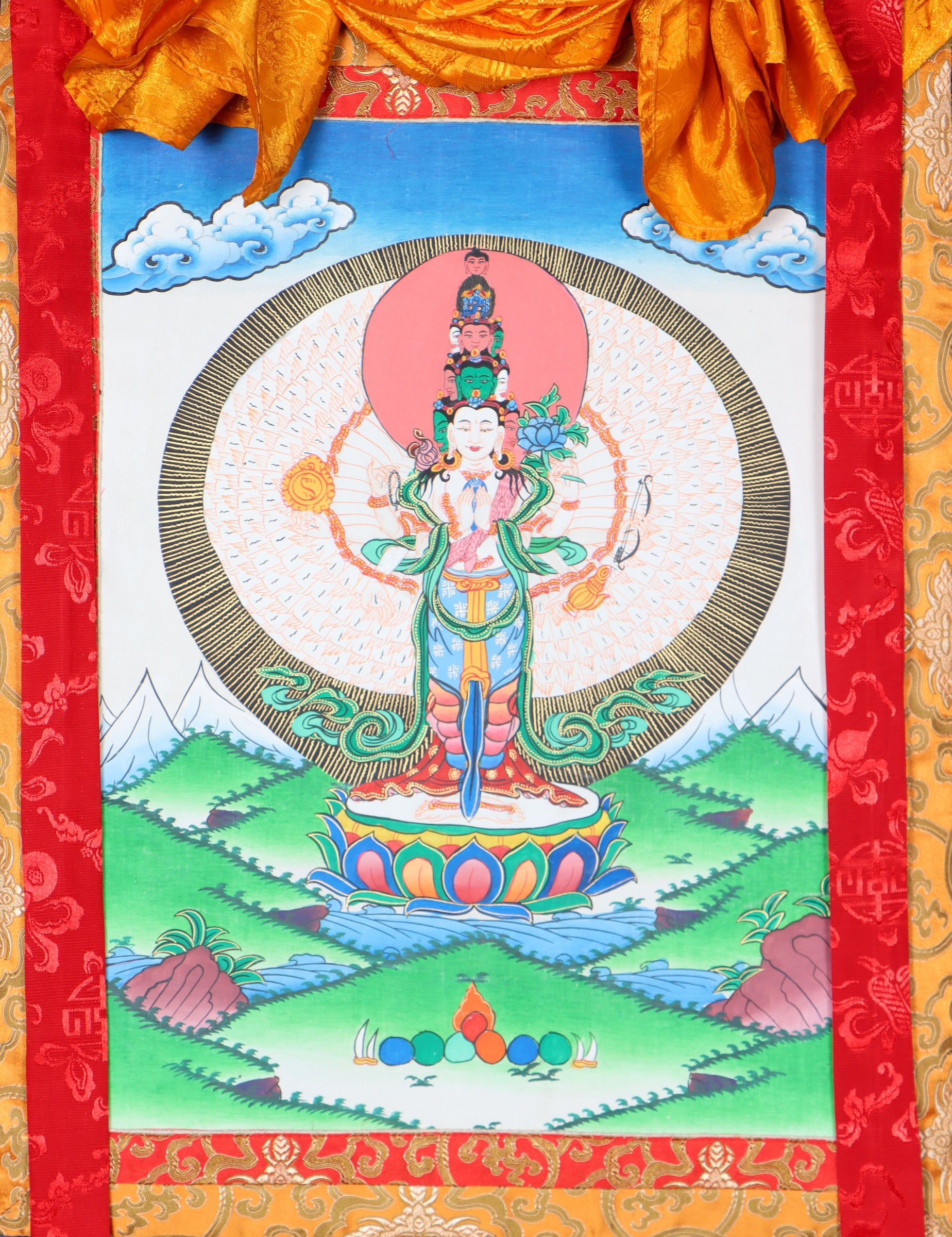 Lokeshwor Brocade Thangka for prayer and meditation.