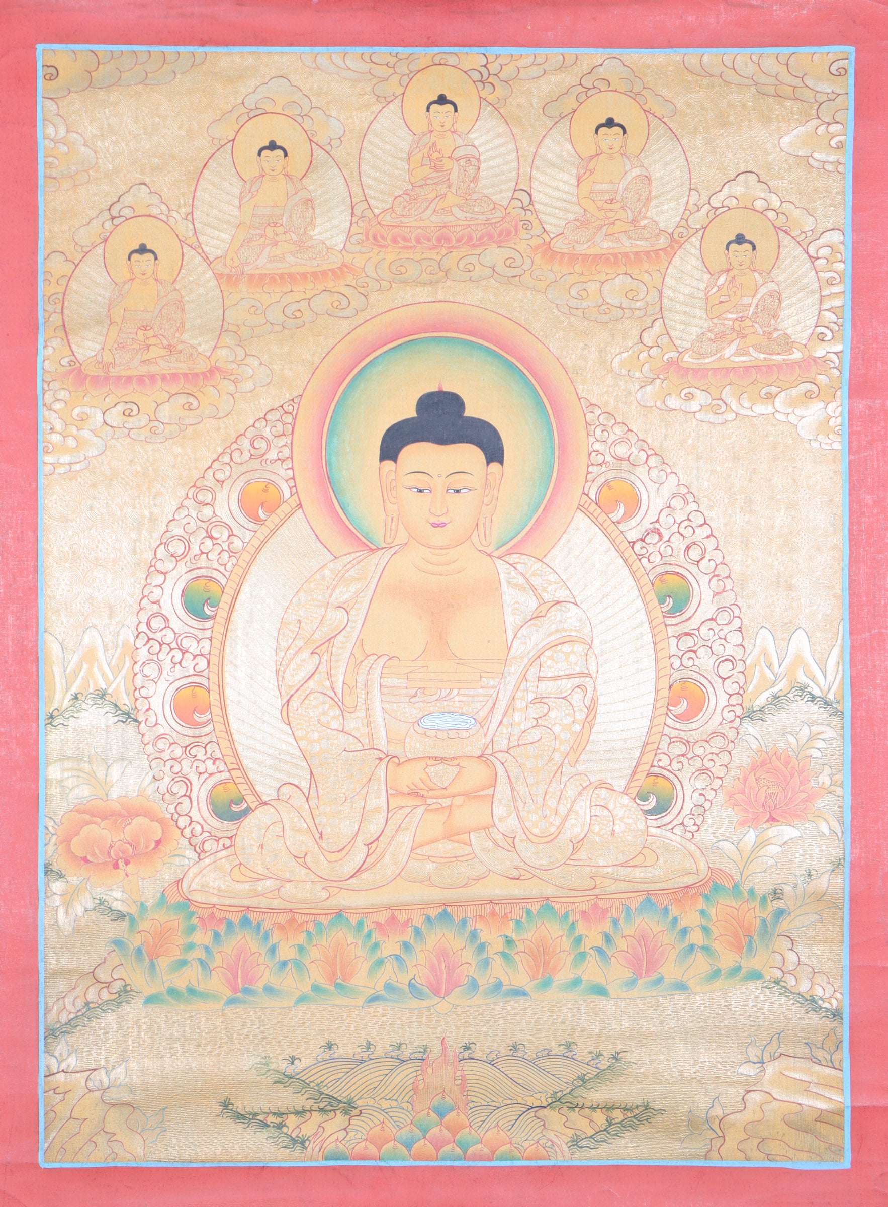 Amitabha Buddha Thangka Painting for wall decor.
