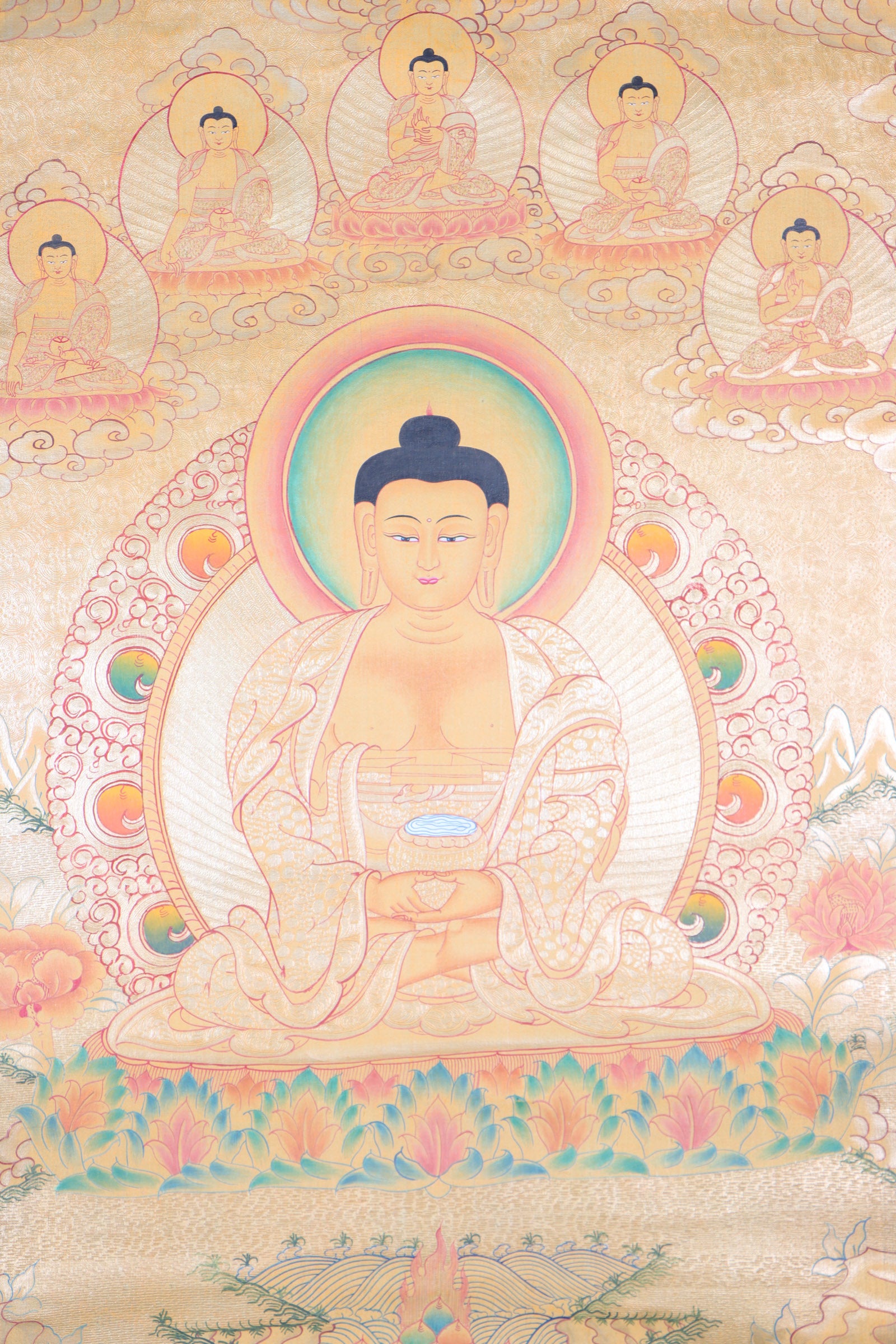 Amitabha Buddha Thangka Painting for wall decor.