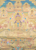 Chengresi Thangka Painting are handpainted on cotton canvas.