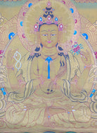 Chengresi Thangka Painting are handpainted on cotton canvas.