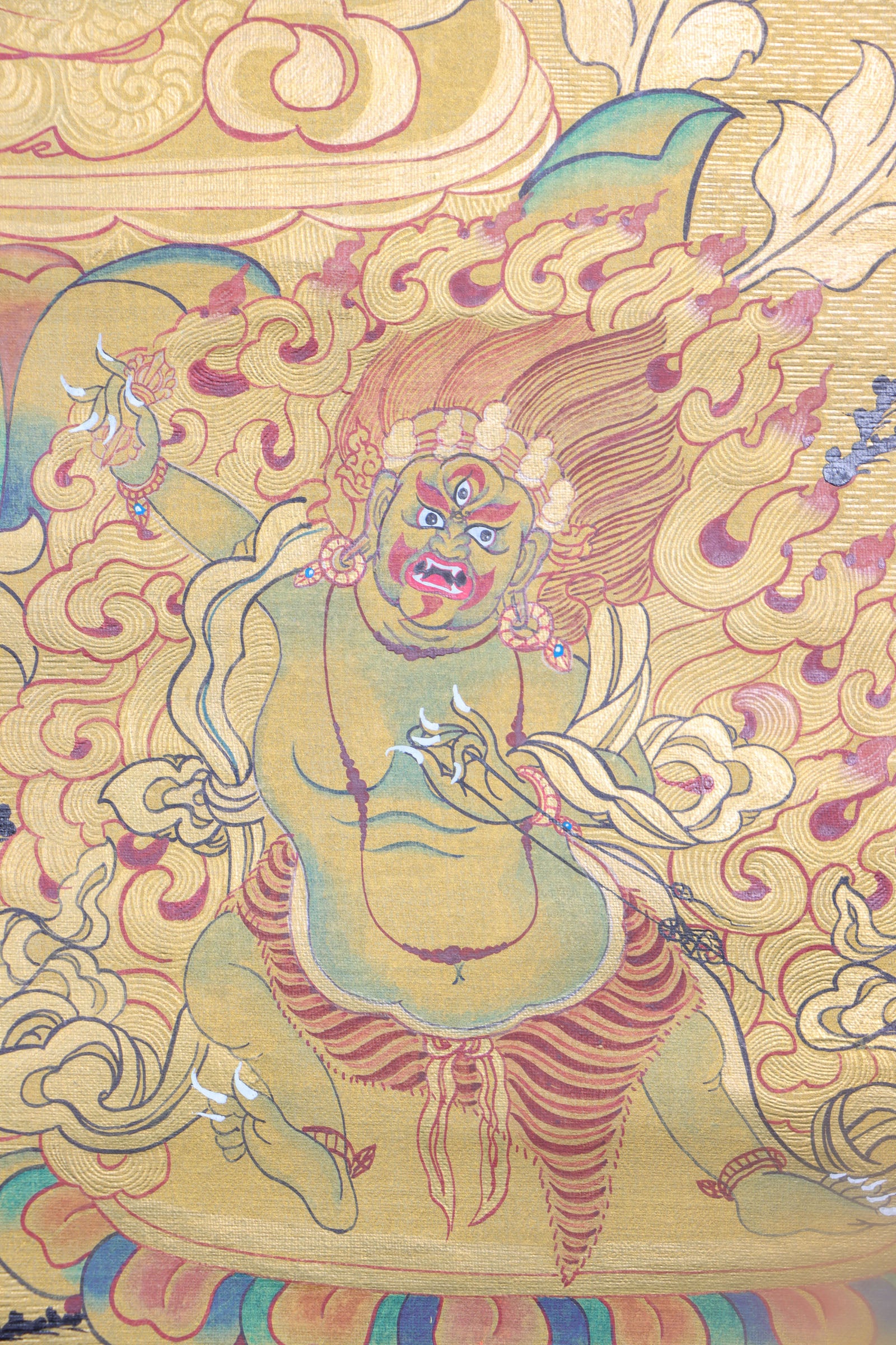 Chengresi Thangka Painting are handpainted on cotton canvas.