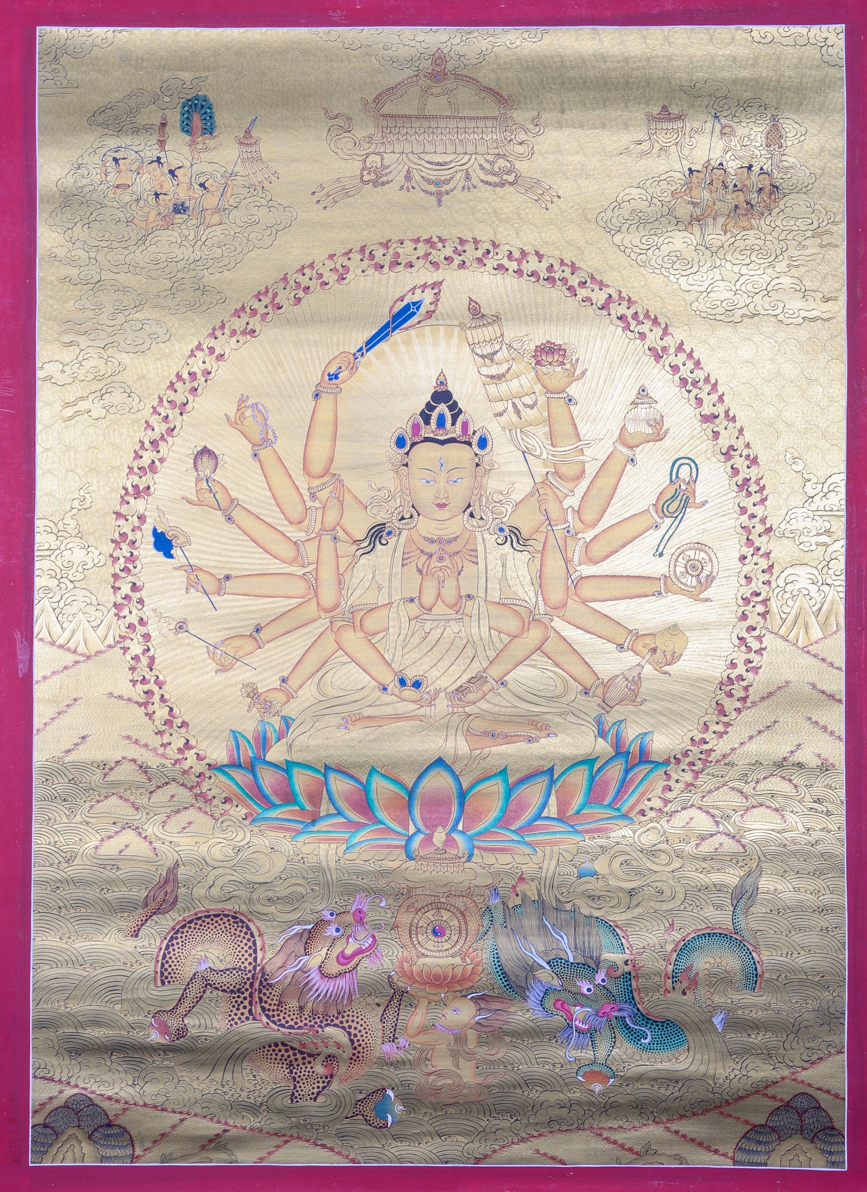 Chundi Thangka Painting for wisdom and compassion.