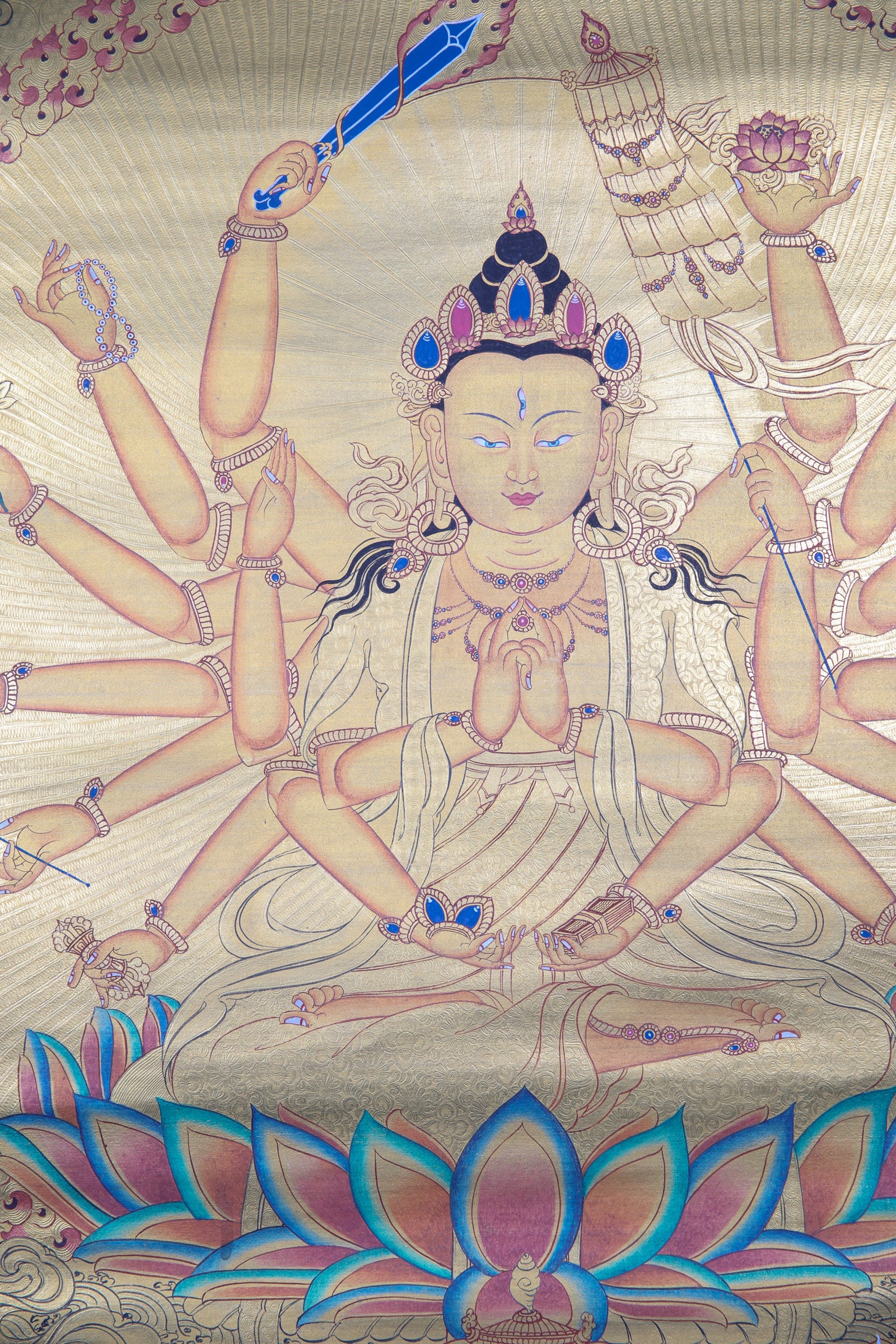 Chundi Thangka Painting for wisdom and compassion.