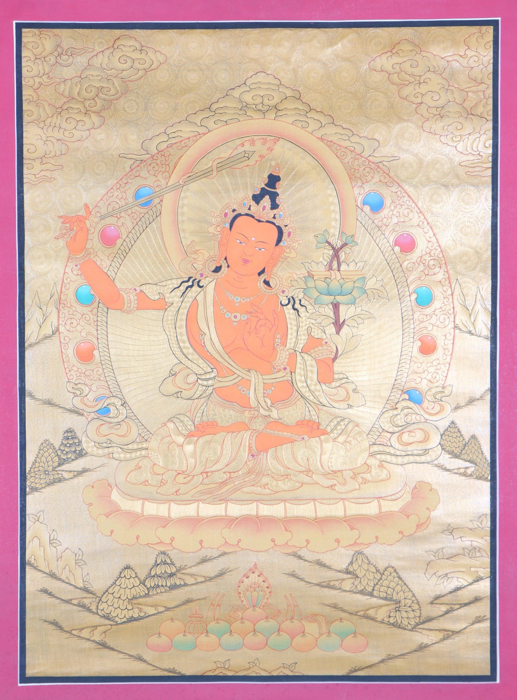 Manjushri Thangka Painting for knowledge and wisdom.